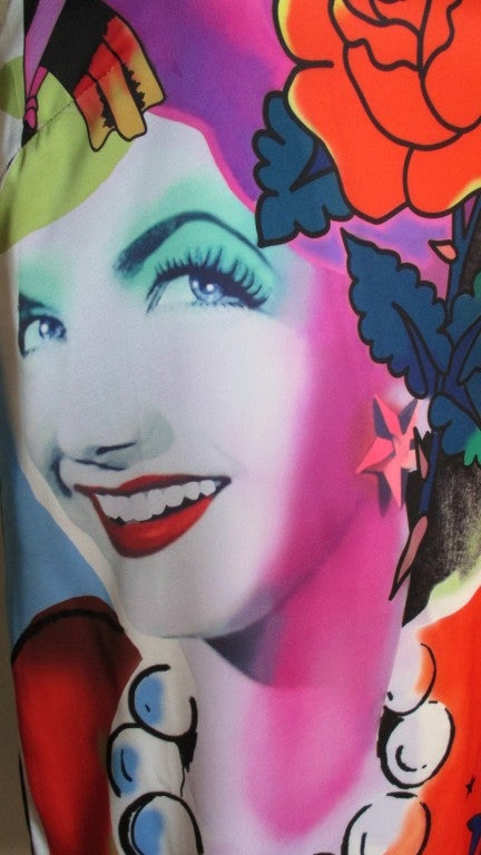 Rose Moschino - Robe à imprimé visage à blocs de couleur  