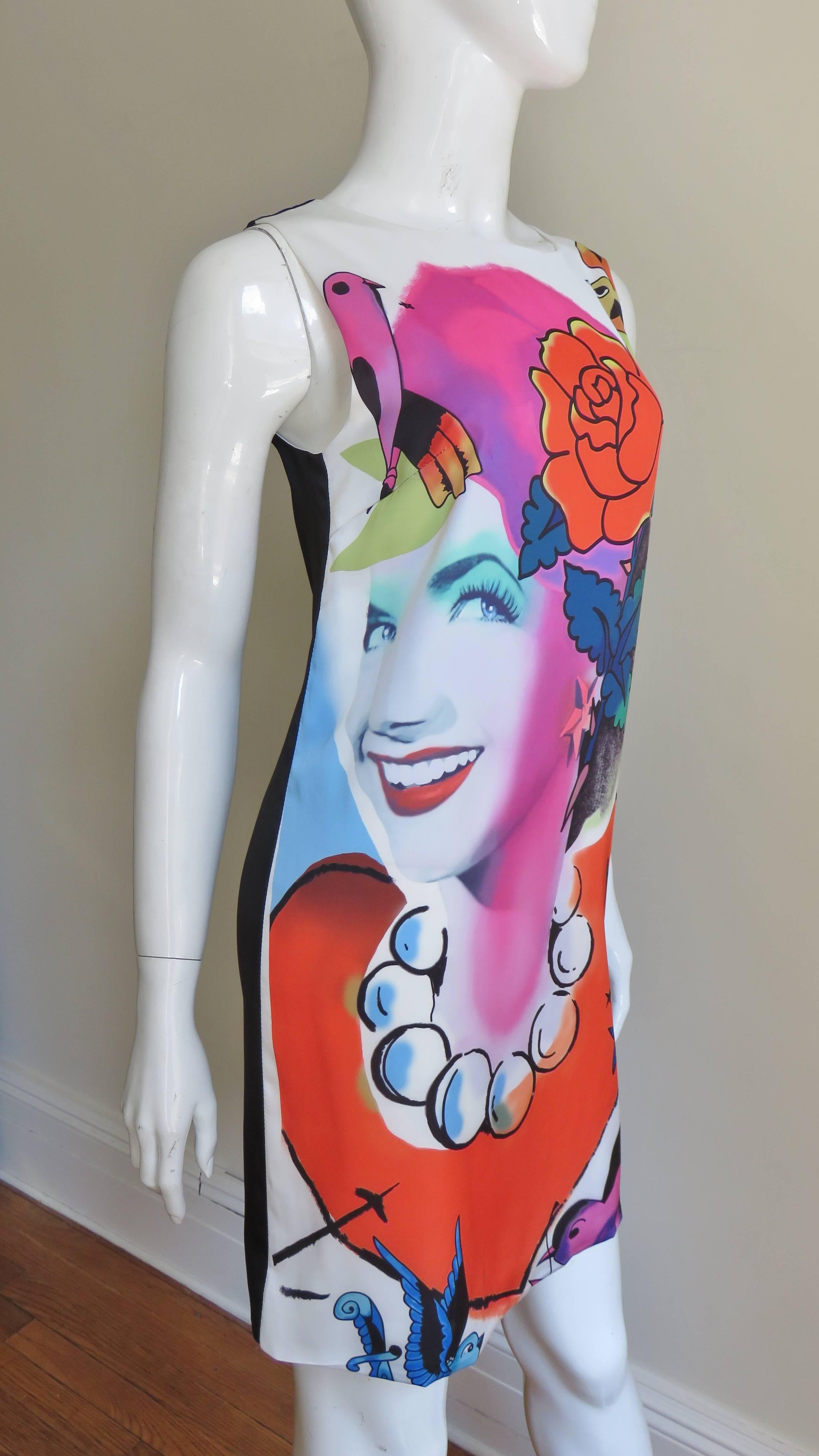 Women's Moschino Color Block Face Print Dress   For Sale