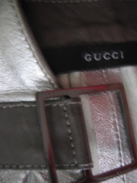 Tom Ford for Gucci Silver Leather Backless Dress For Sale 7