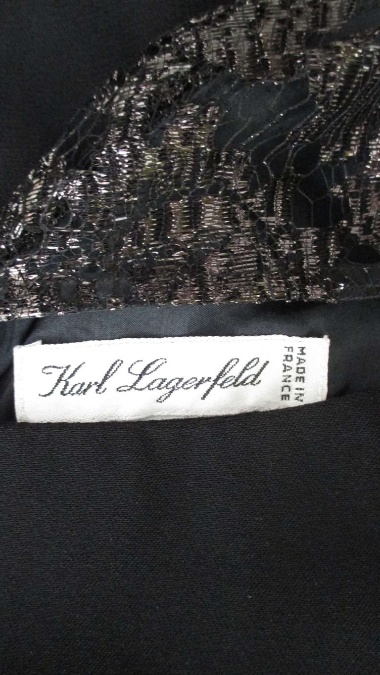 Karl Lagerfeld Silk Dress with Lace Cut outs  For Sale 6