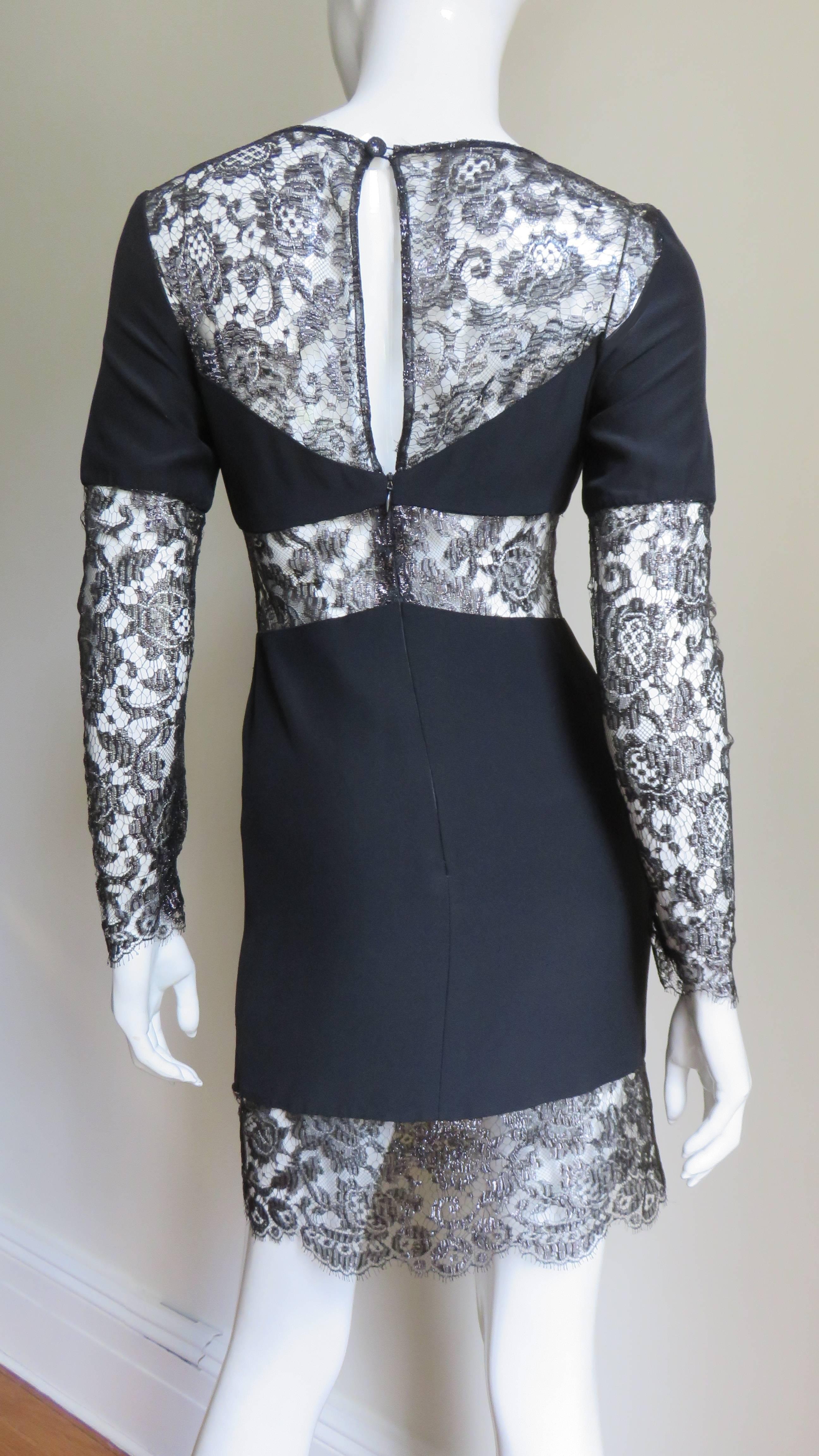 Karl Lagerfeld Silk Dress with Lace Cut outs For Sale 1