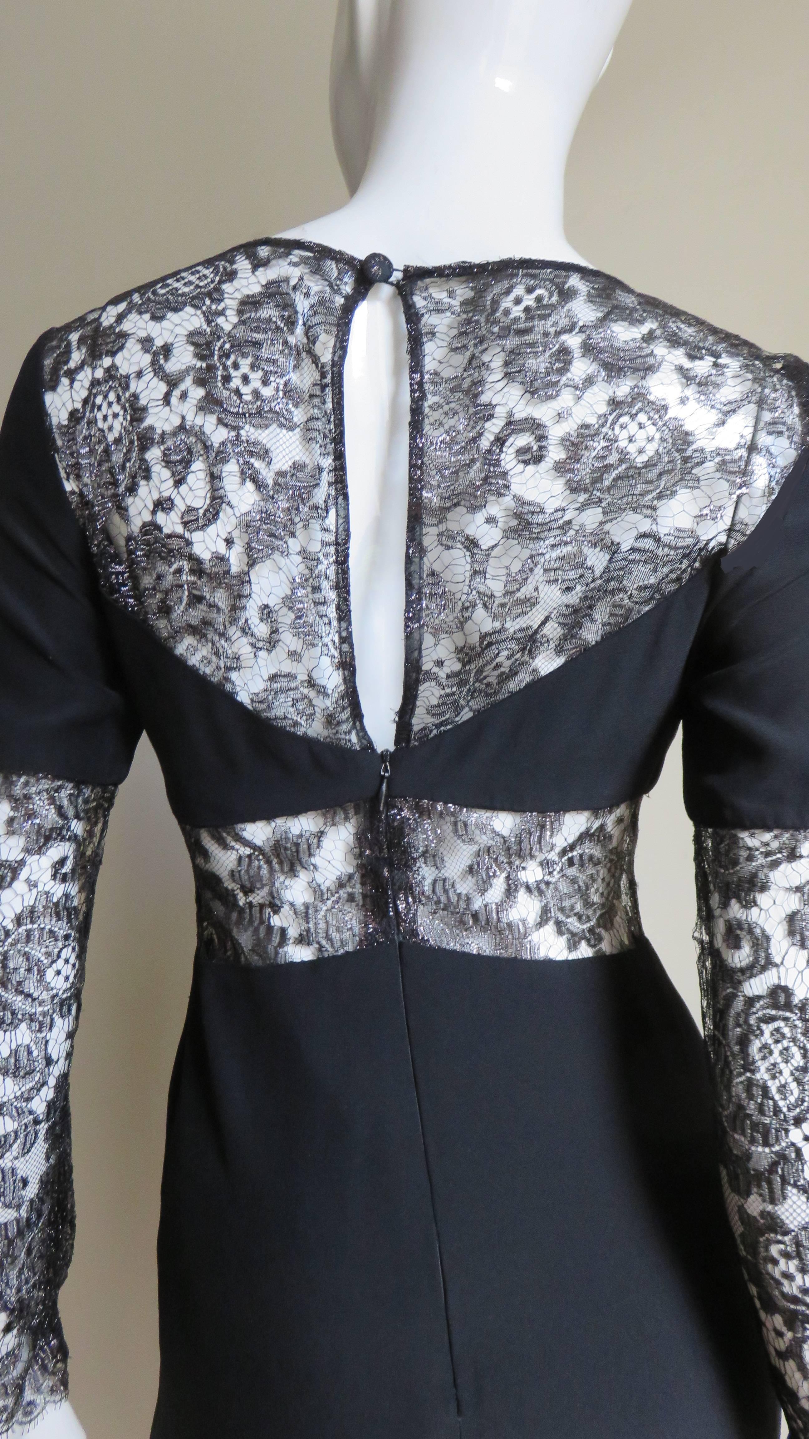 Karl Lagerfeld Silk Dress with Lace Cut outs  For Sale 2