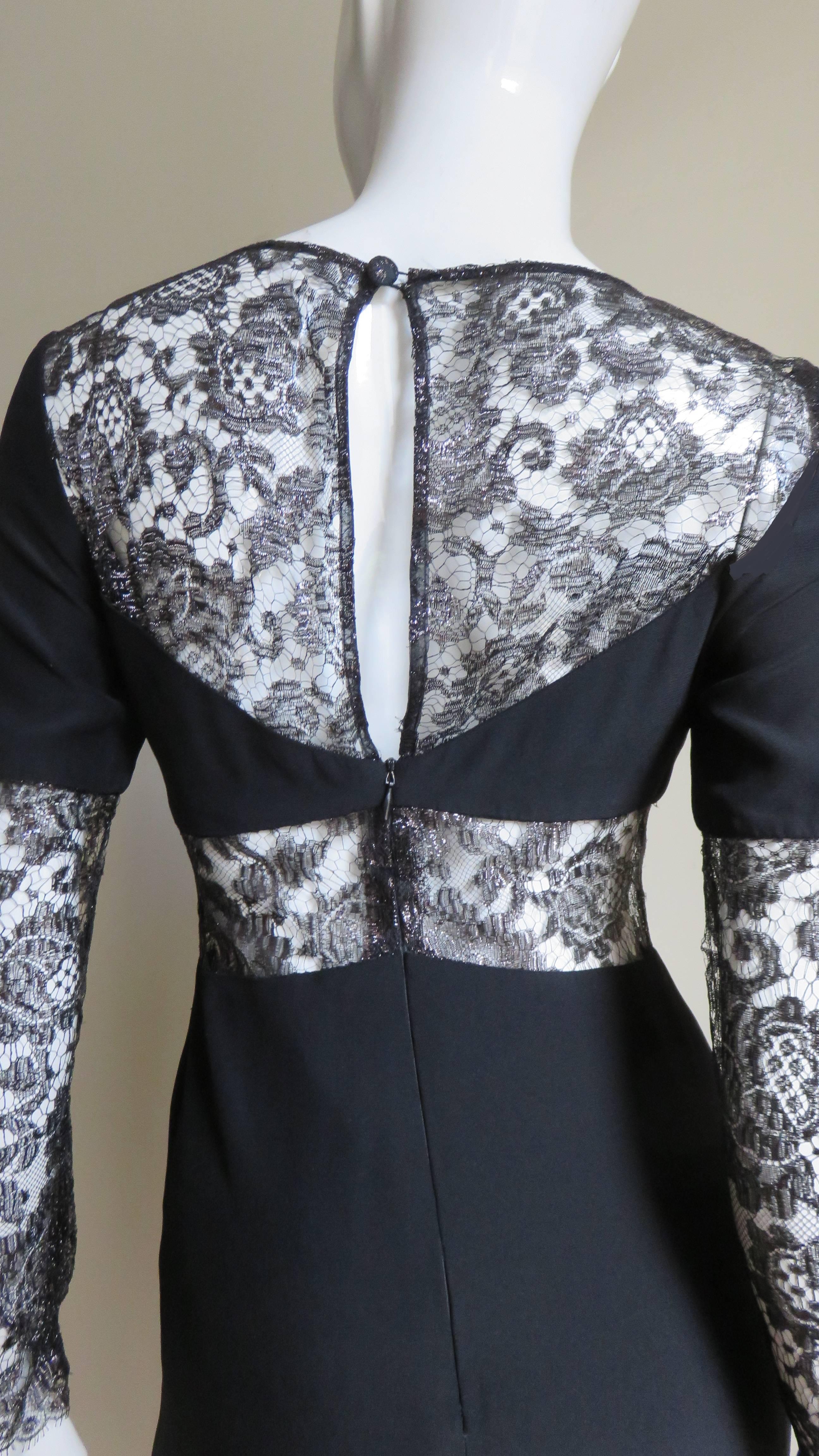 Karl Lagerfeld Silk Dress with Lace Cut outs For Sale 2