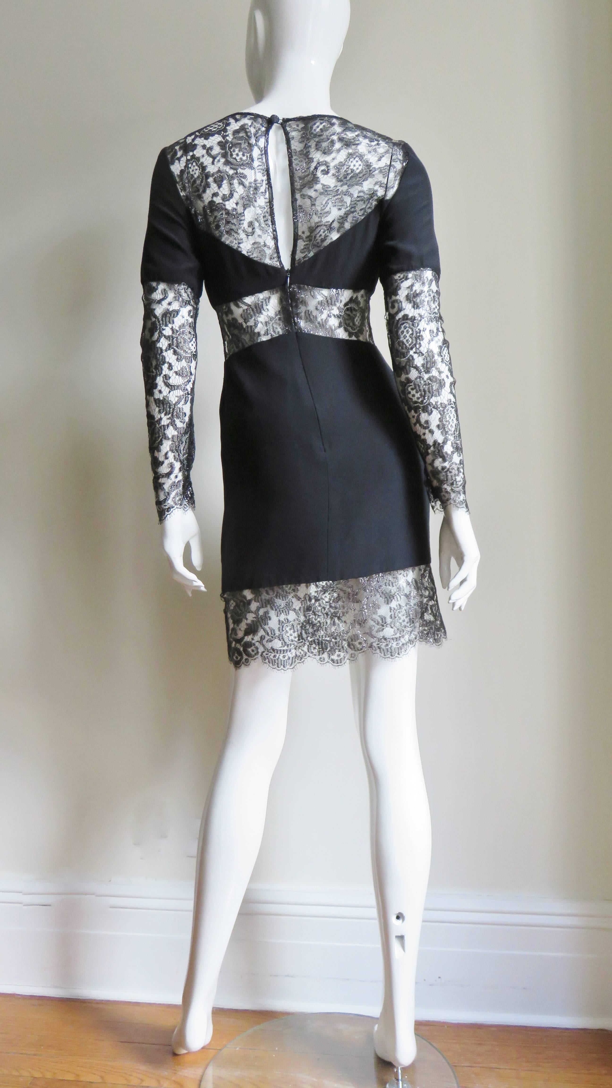 Karl Lagerfeld Silk Dress with Lace Cut outs  For Sale 5