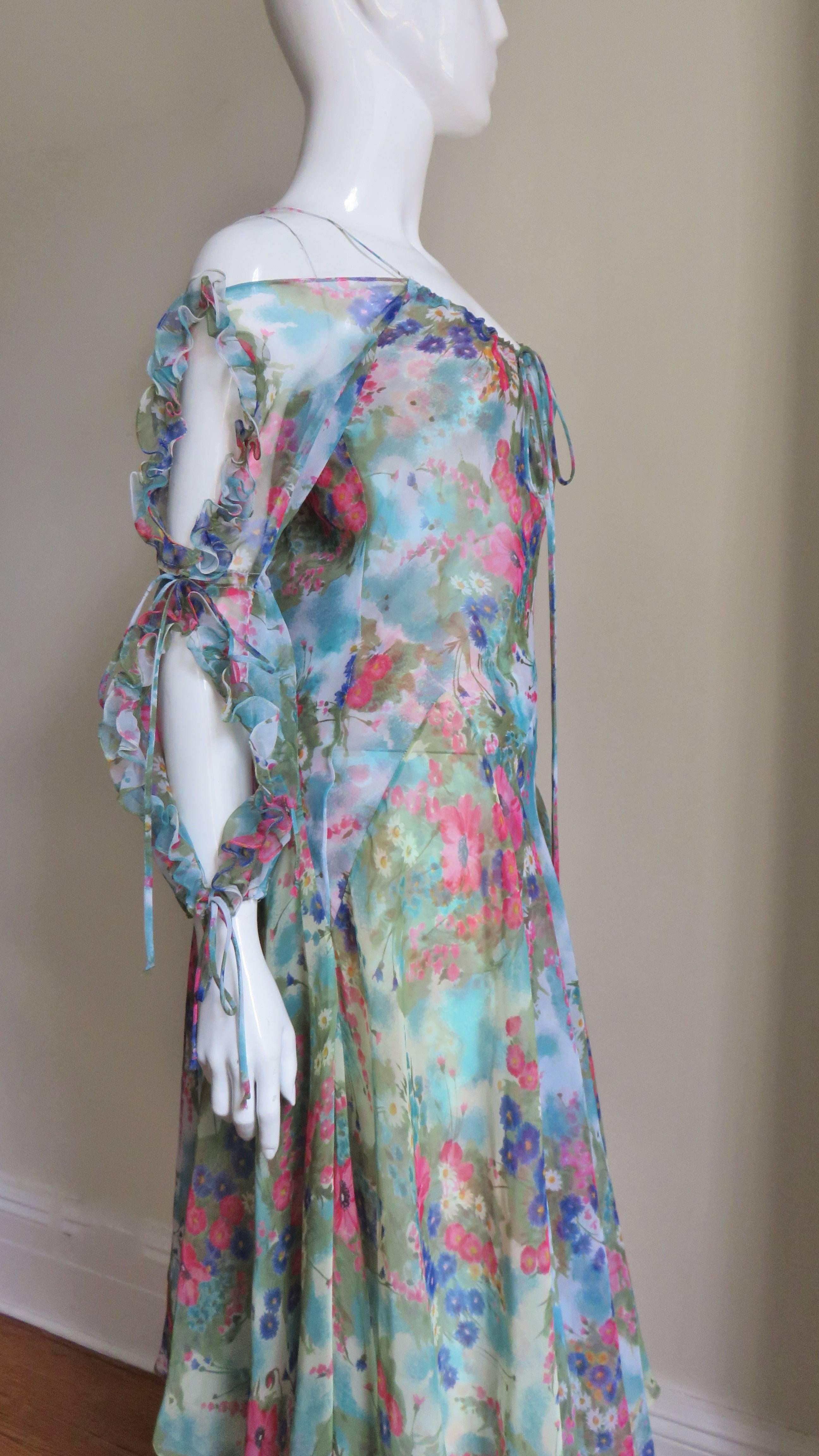 Gray Giorgio Sant'Angelo Cold Shoulder Dress 1970s For Sale