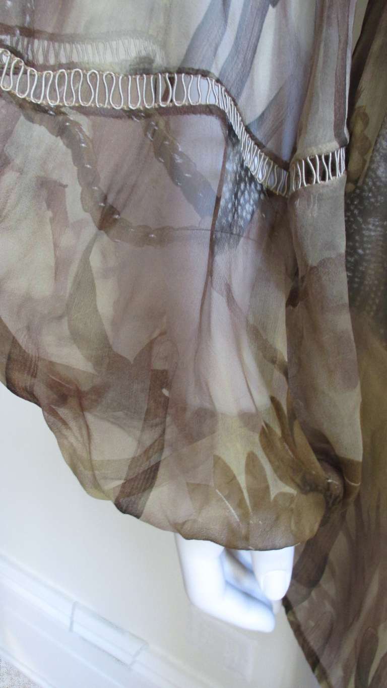 Gray Versace Silk Print Off Shoulder Mini Dress Top