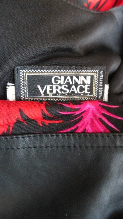  Gianni Versace Vintage Silk Jersey Dress with Leather Waist For Sale 7
