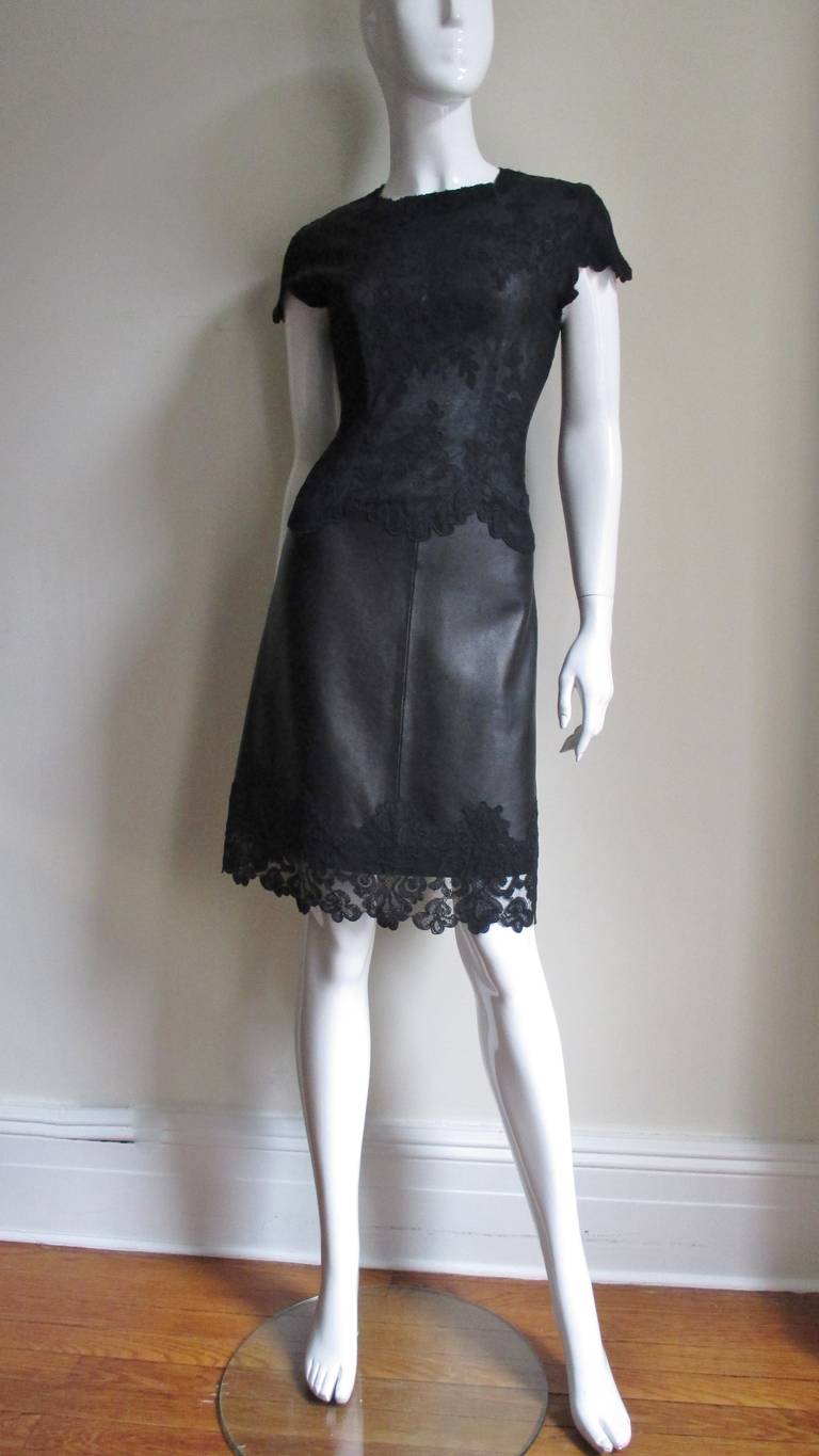 Women's Gianni Versace Leather and Lace Dress For Sale