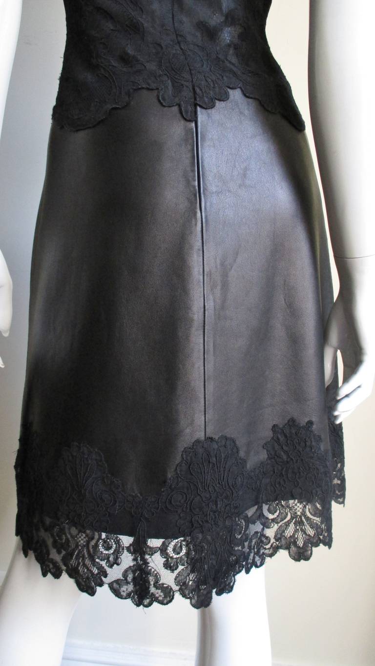 Gianni Versace Leather and Lace Dress For Sale 3
