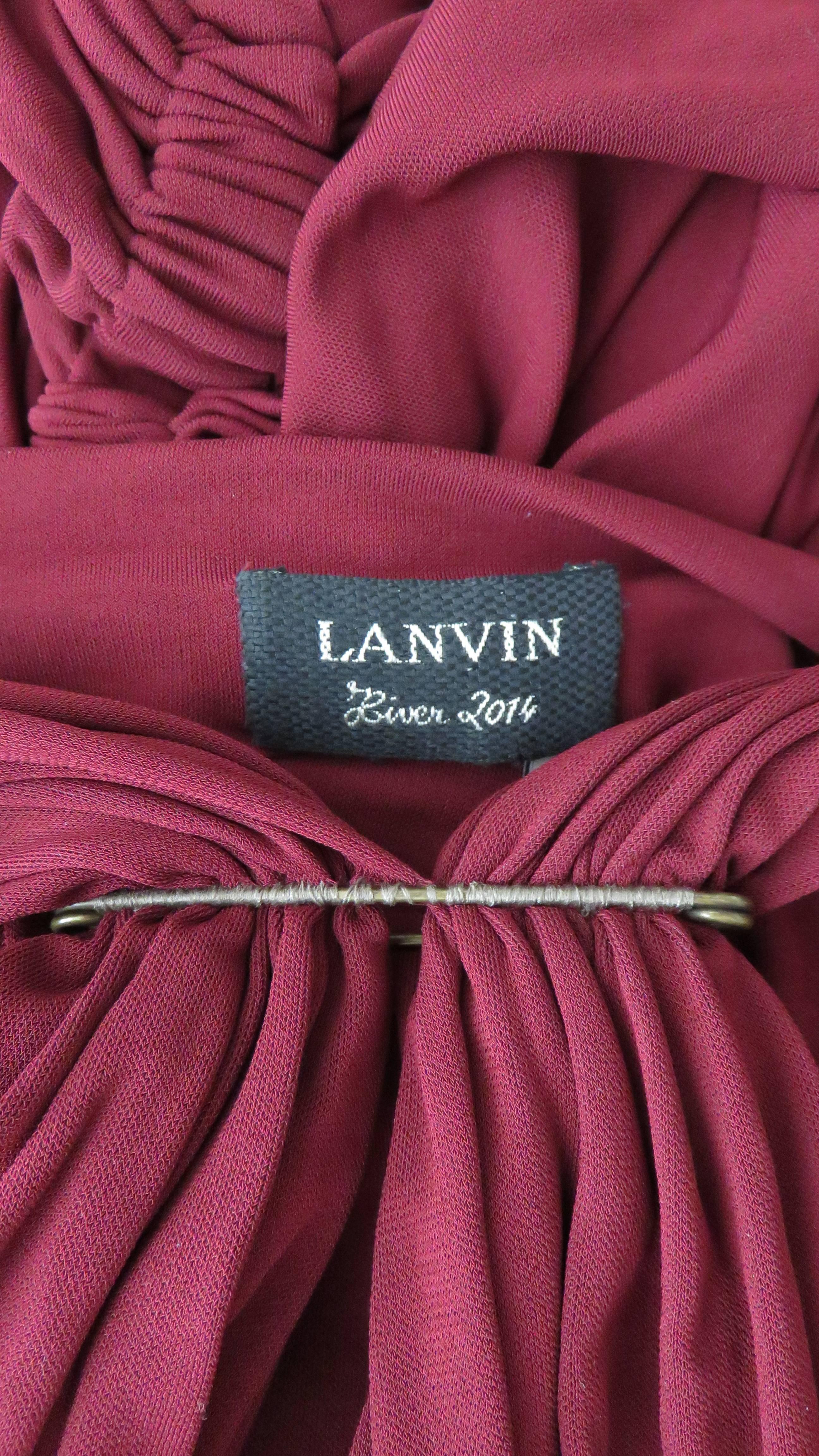 Lanvin 2014 Plunging Cutout Sides Ruched Dress with Safety Pin 11