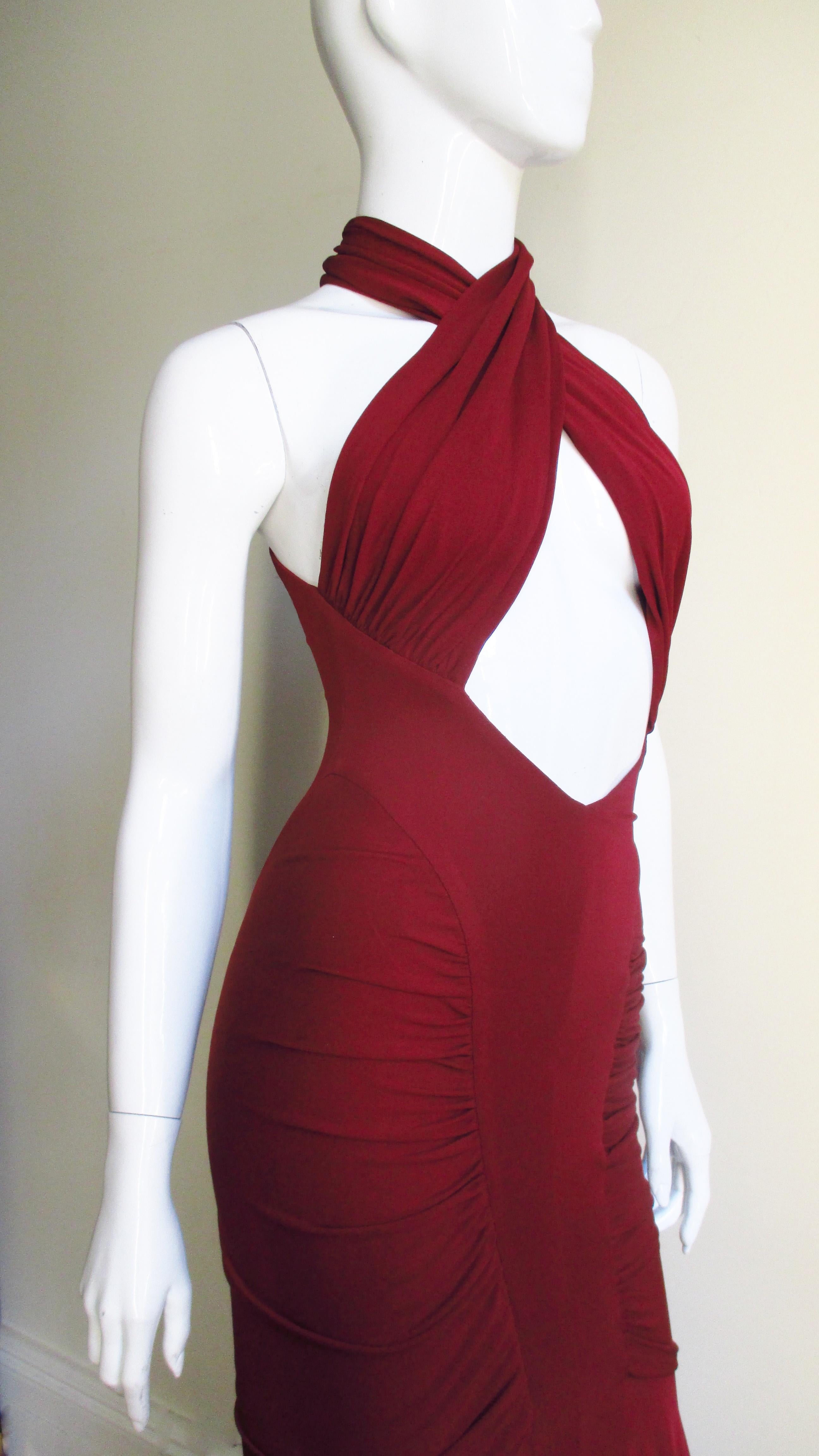 2004 Herve Leger for Guy Laroche Bodycon Cutout Gown 5