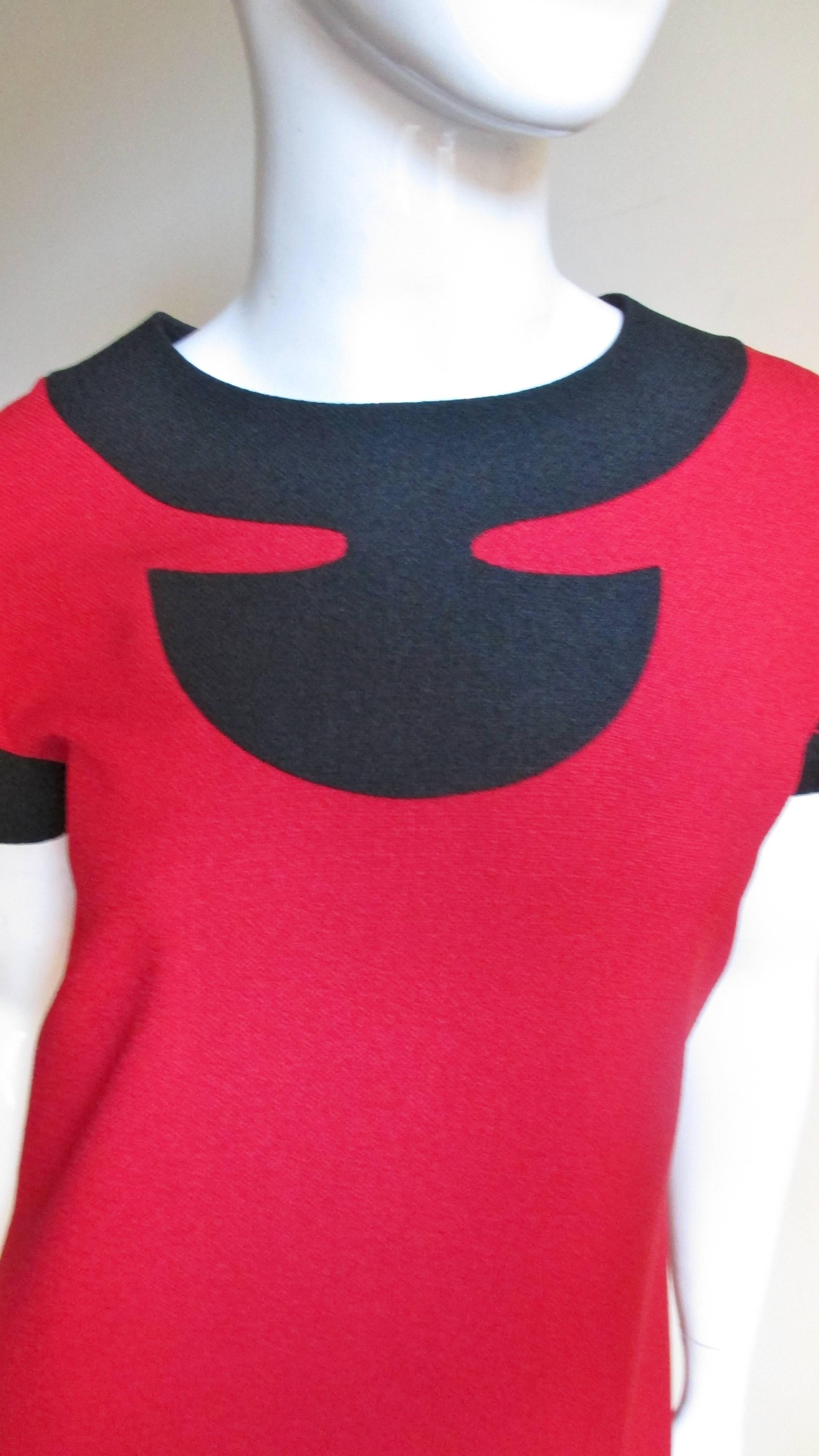 Pierre Cardin 1980s Mod Color Block Dress In Excellent Condition For Sale In Water Mill, NY