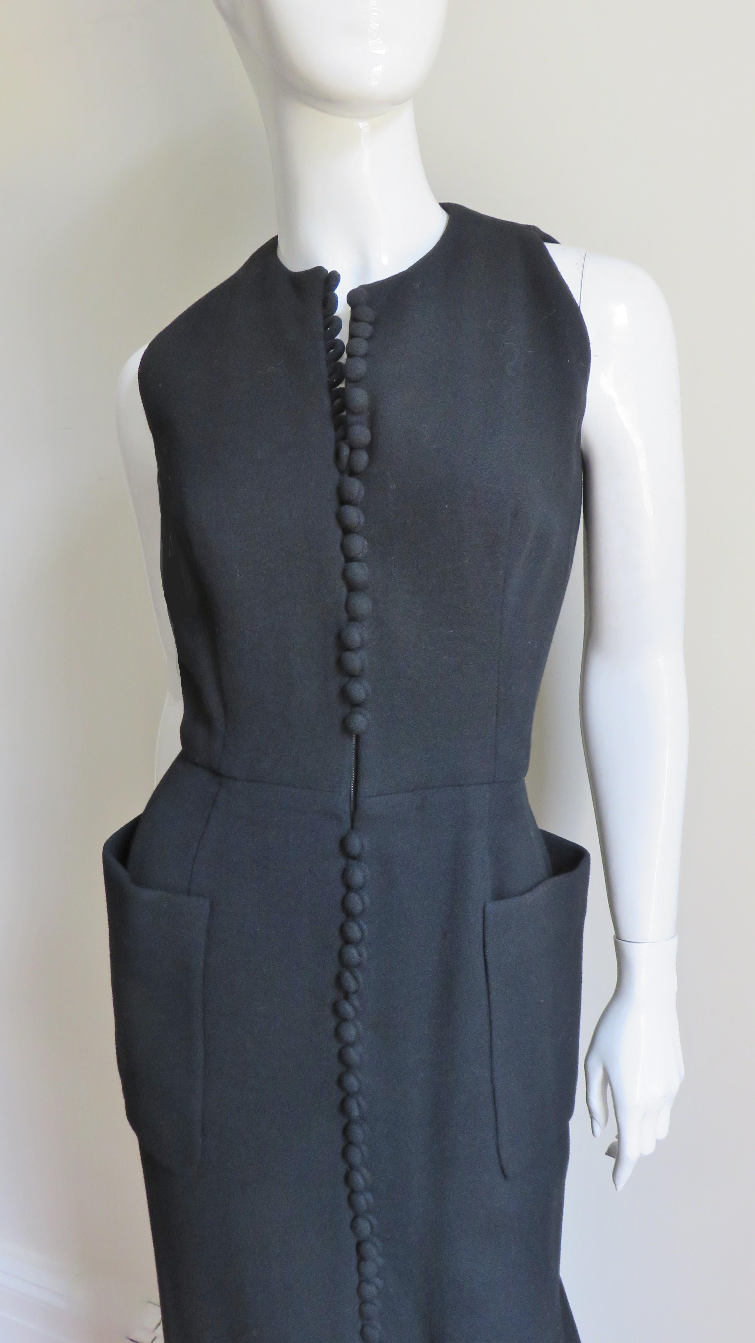 Geoffrey Beene Button Front Maxi Dress 1960s In Good Condition In Water Mill, NY