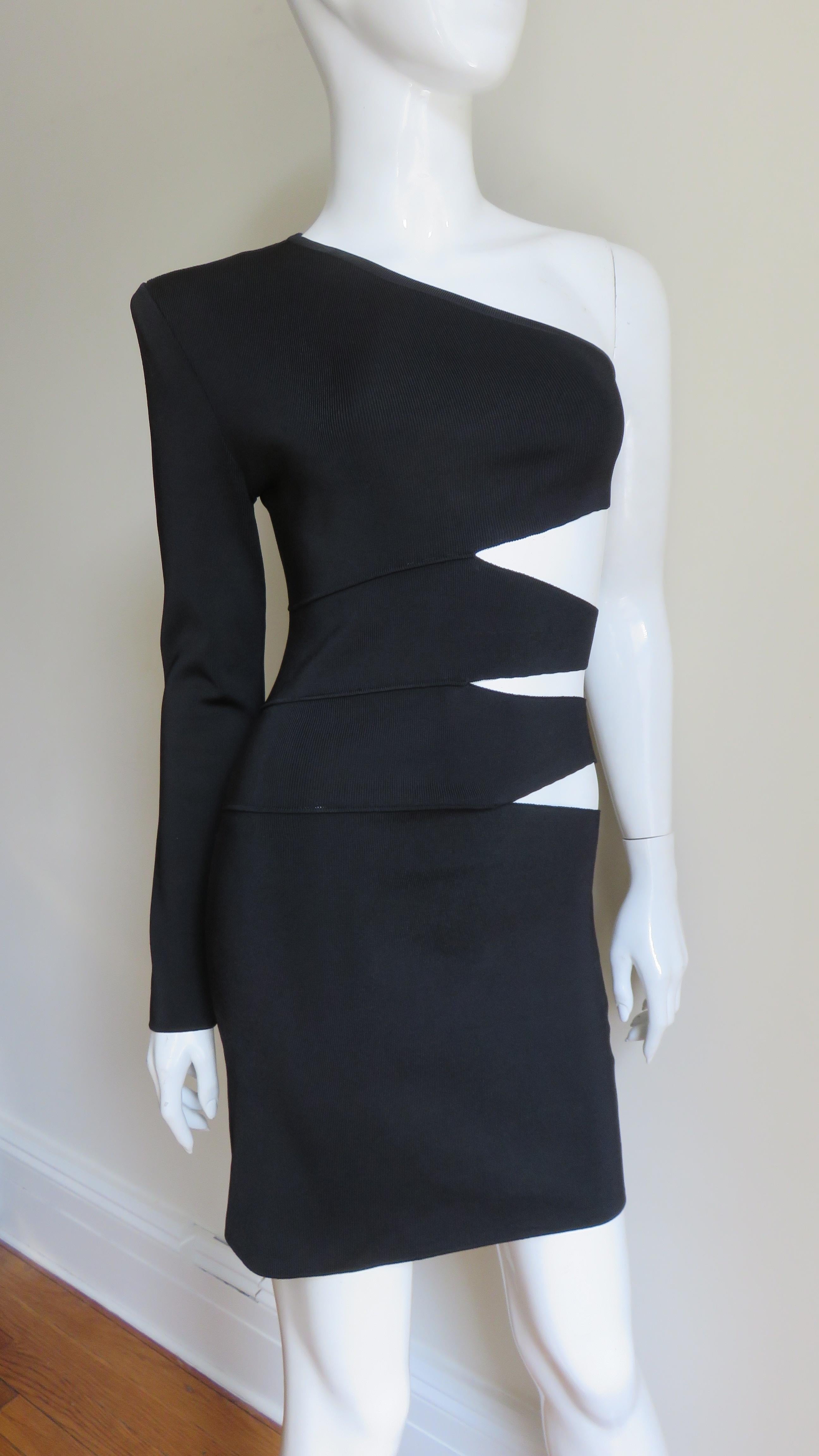 Women's Pierre Balmain One Sleeve Dress with Side Cut outs For Sale