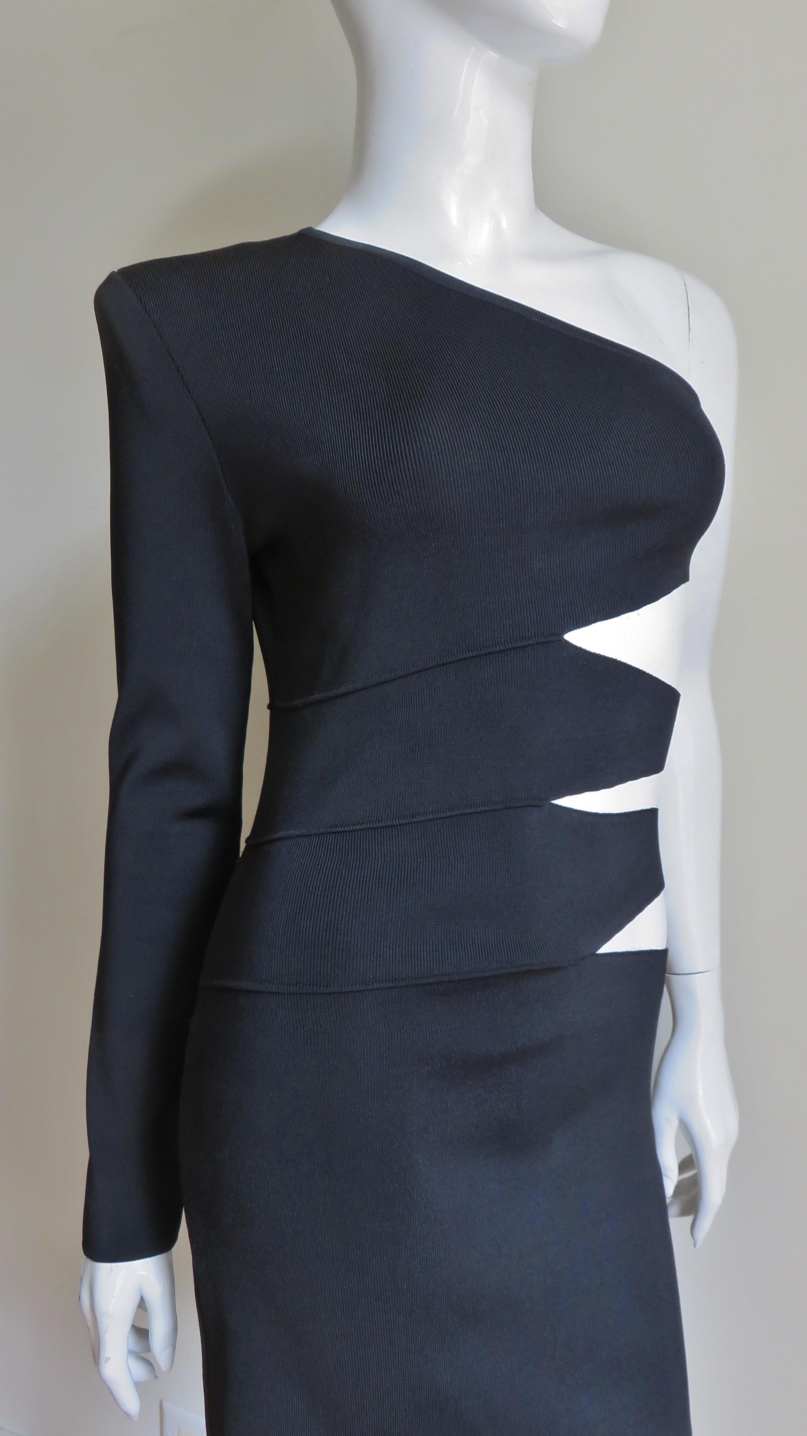 Pierre Balmain One Sleeve Dress with Side Cut outs For Sale 1