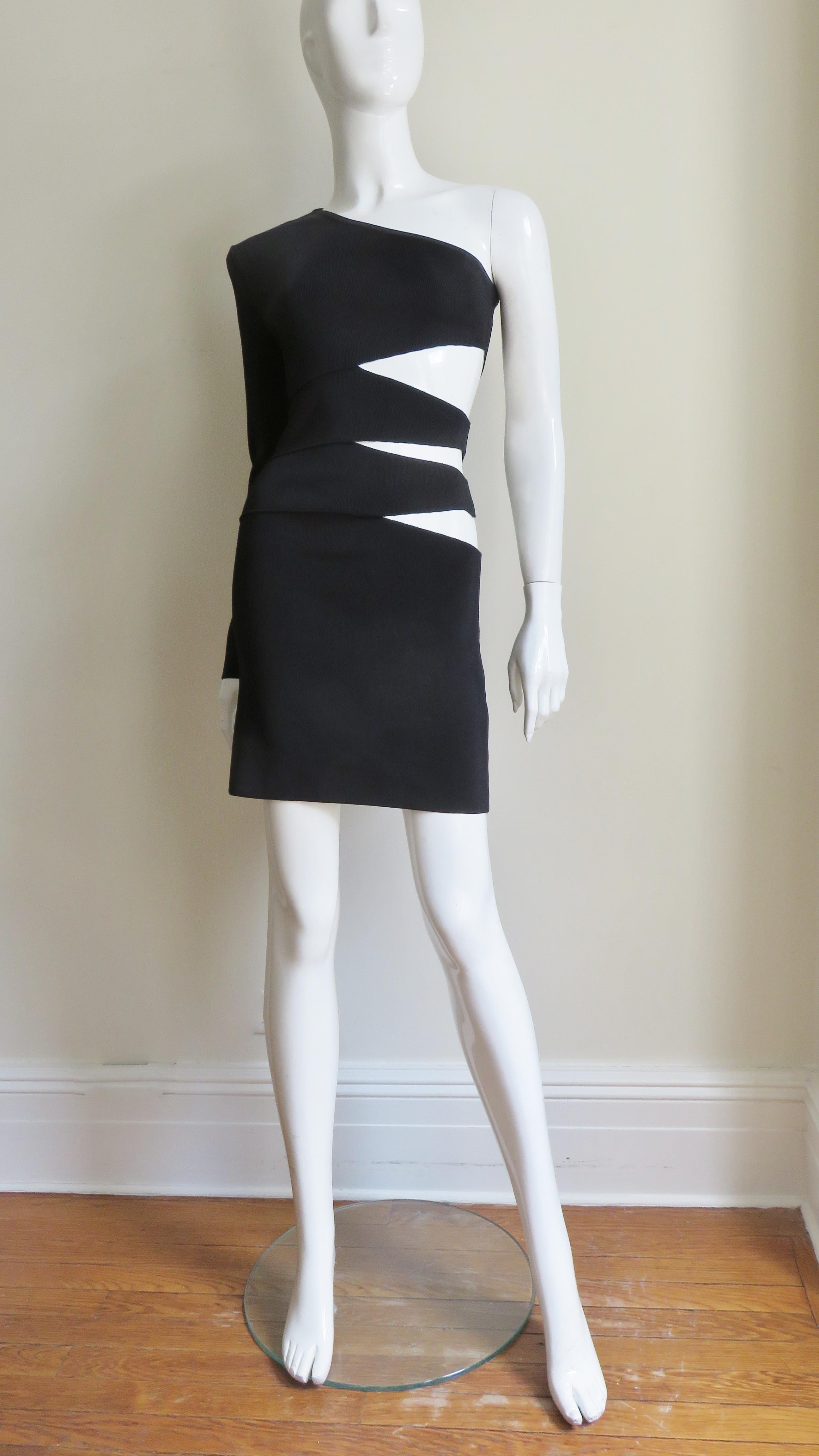 Pierre Balmain One Sleeve Dress with Side Cut outs For Sale 2