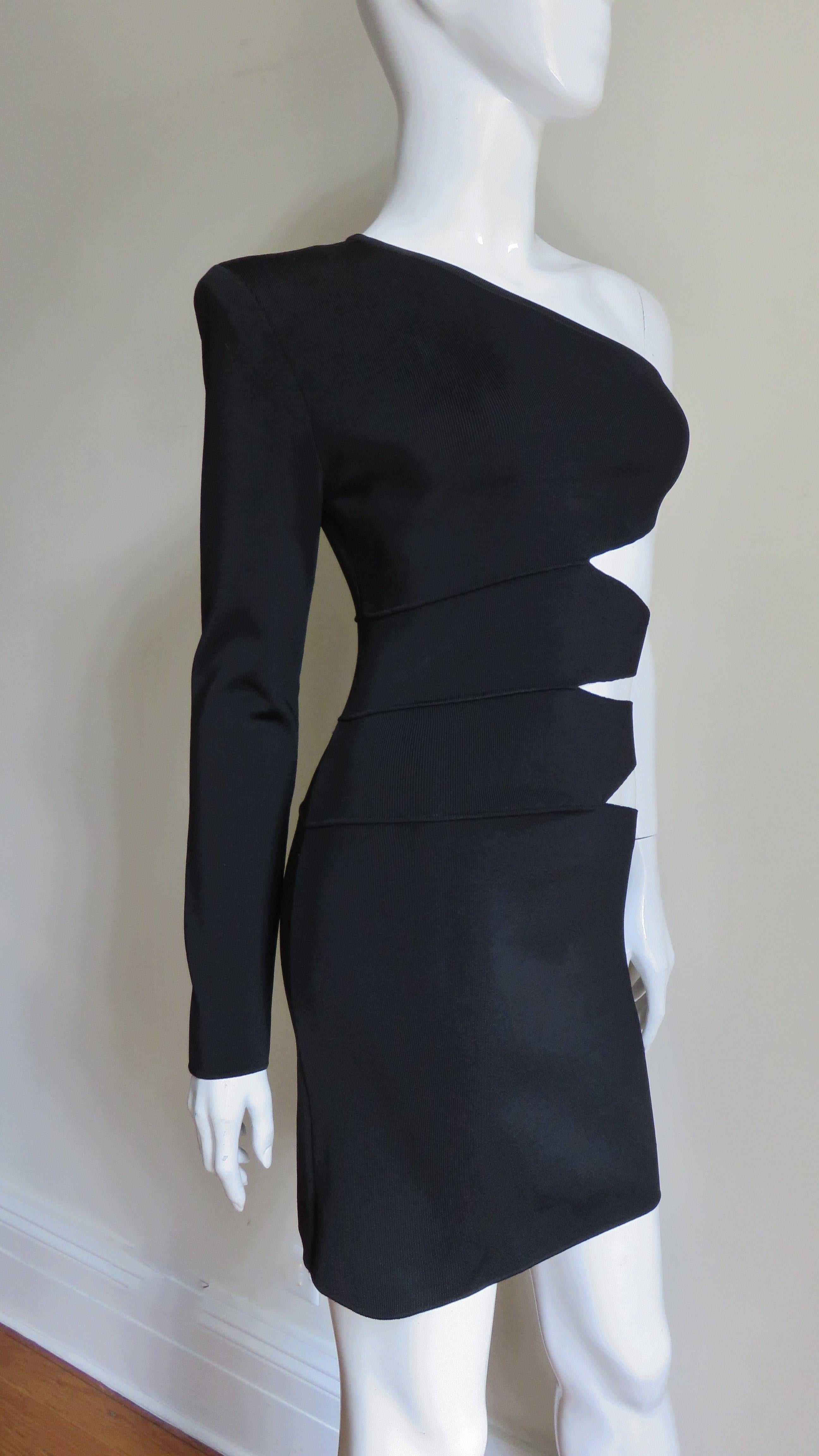 Pierre Balmain One Sleeve Dress with Side Cut outs For Sale 4