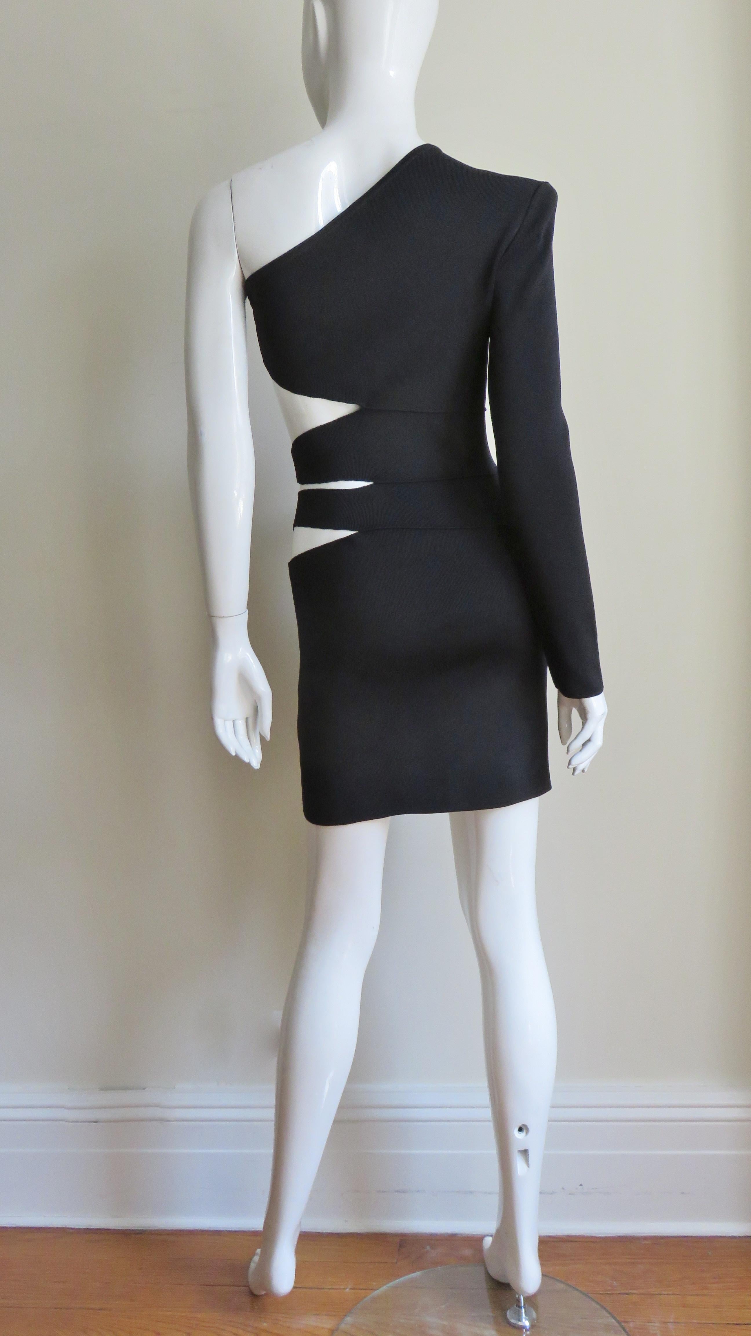 Pierre Balmain One Sleeve Dress with Side Cut outs For Sale 9