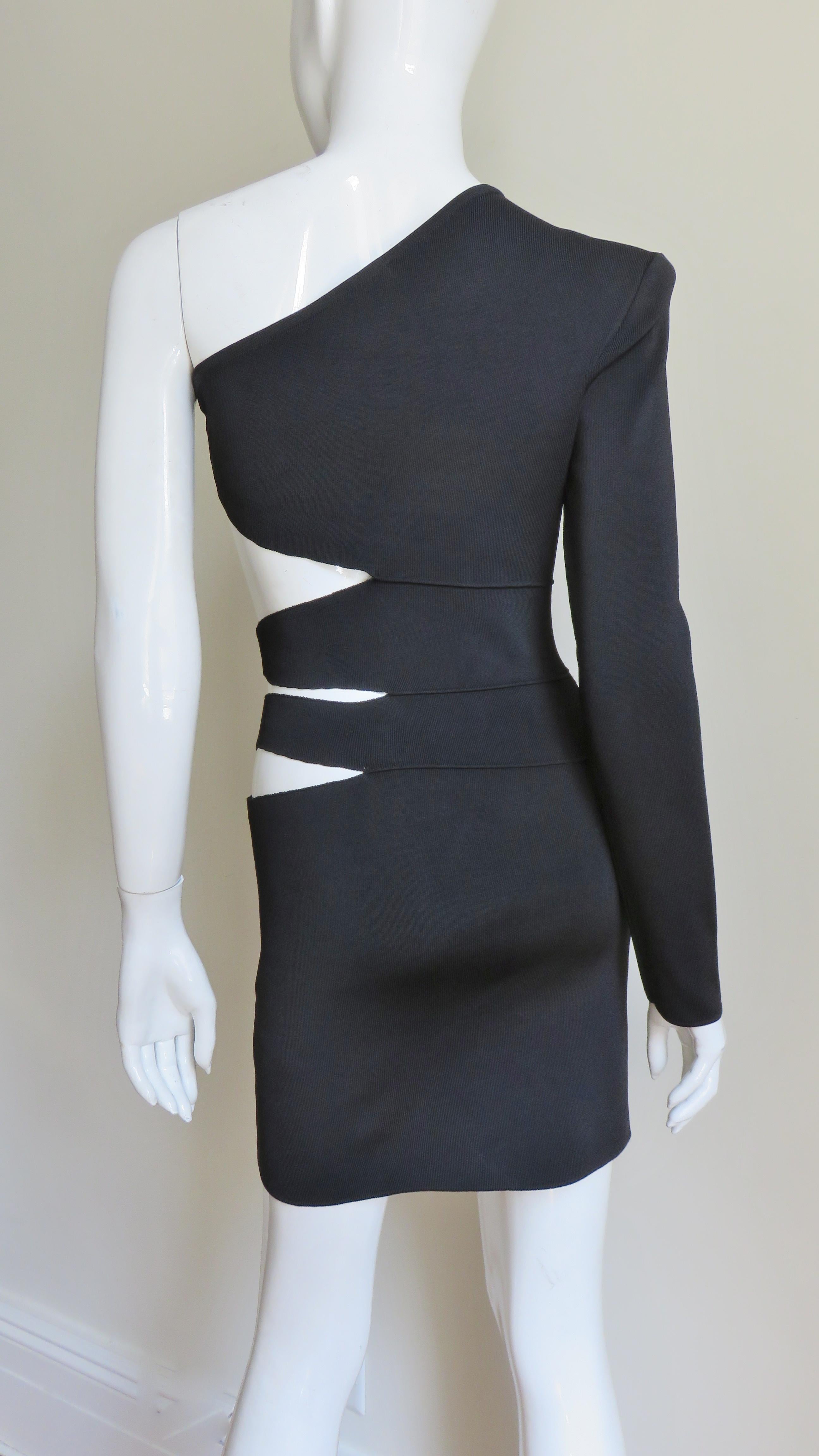 Pierre Balmain One Sleeve Dress with Side Cut outs For Sale 6