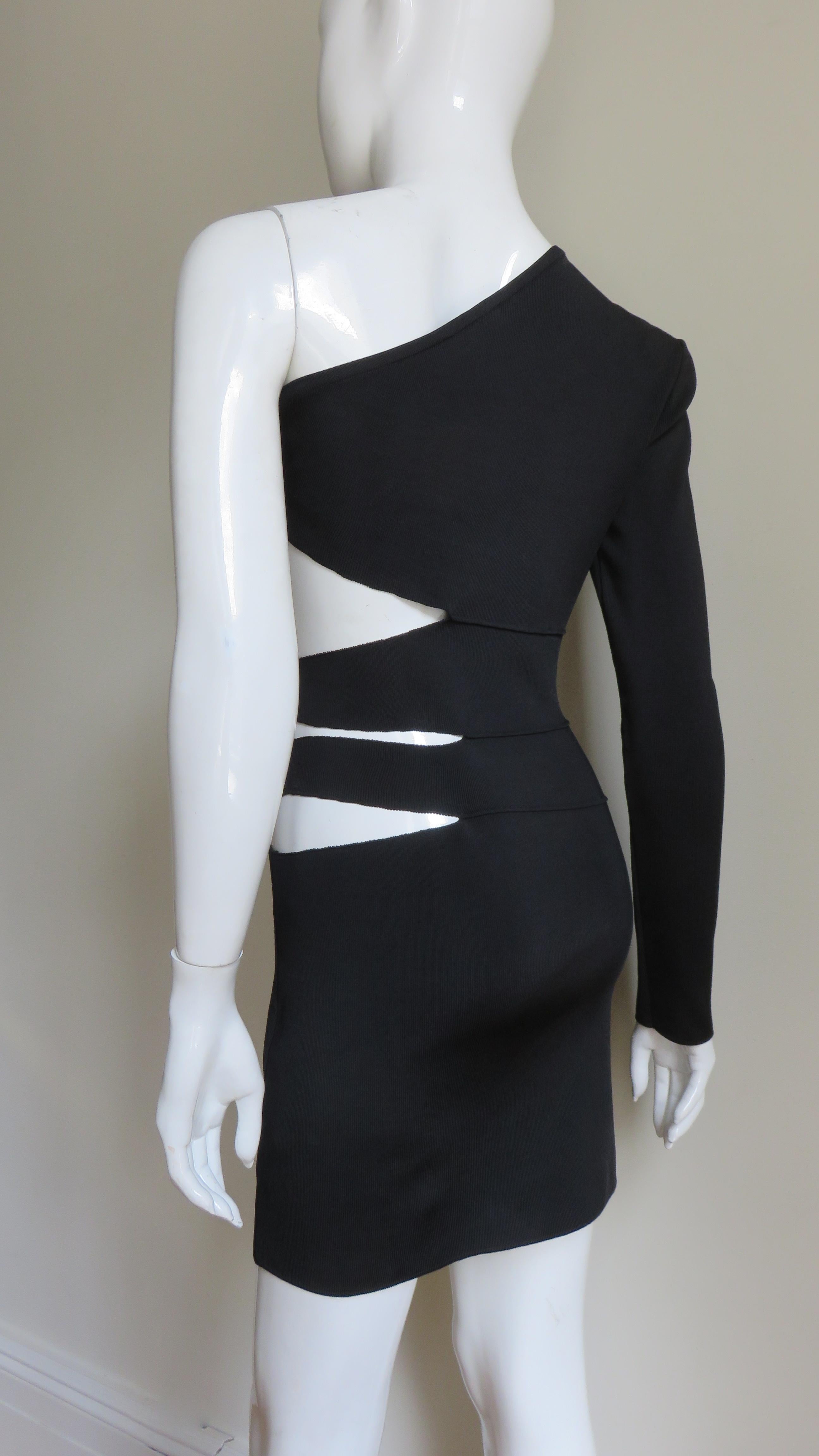 Pierre Balmain One Sleeve Dress with Side Cut outs For Sale 5