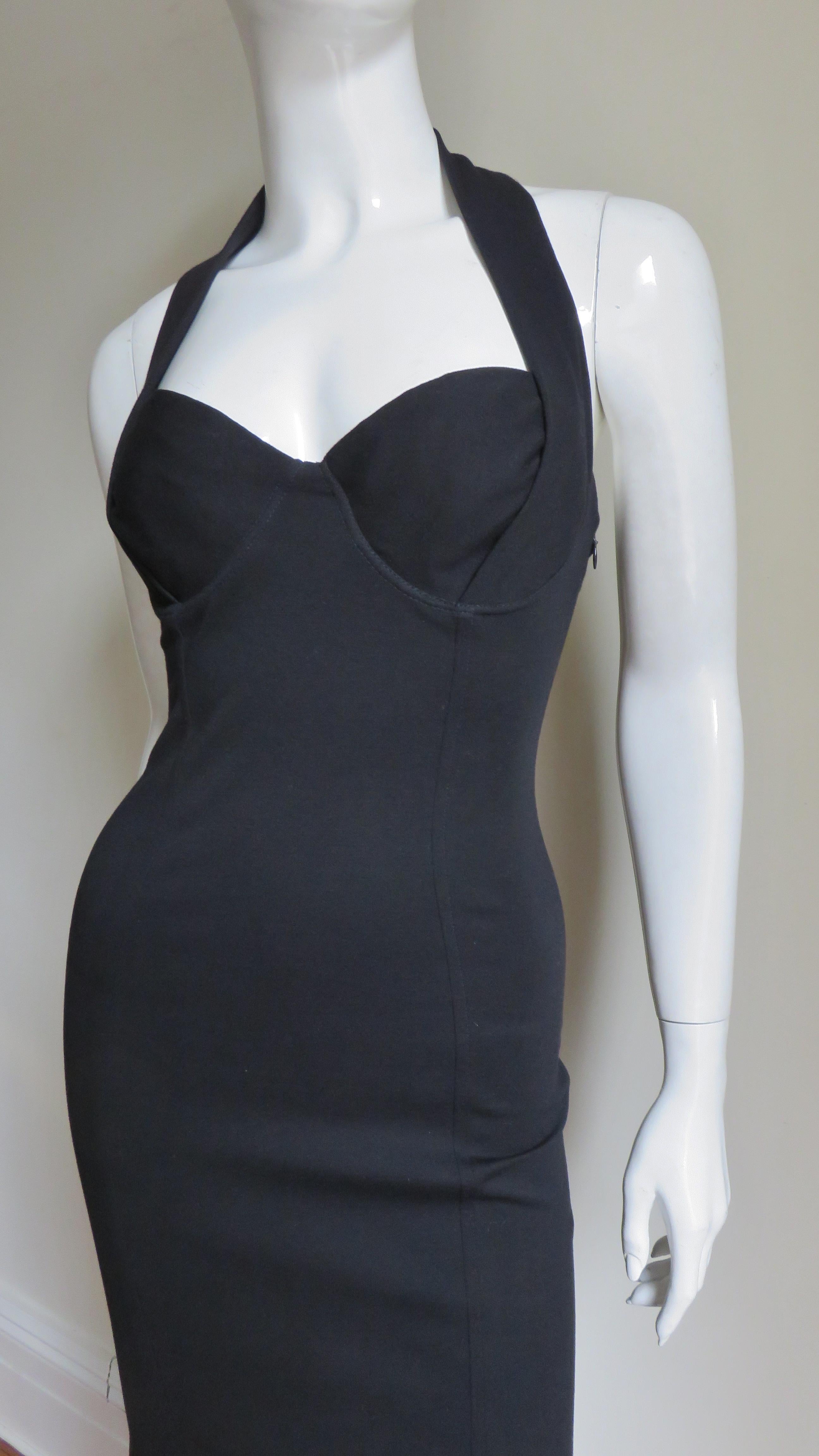 1990s Jean Paul Gaultier Laceup Back Halter Dress In Good Condition In Water Mill, NY