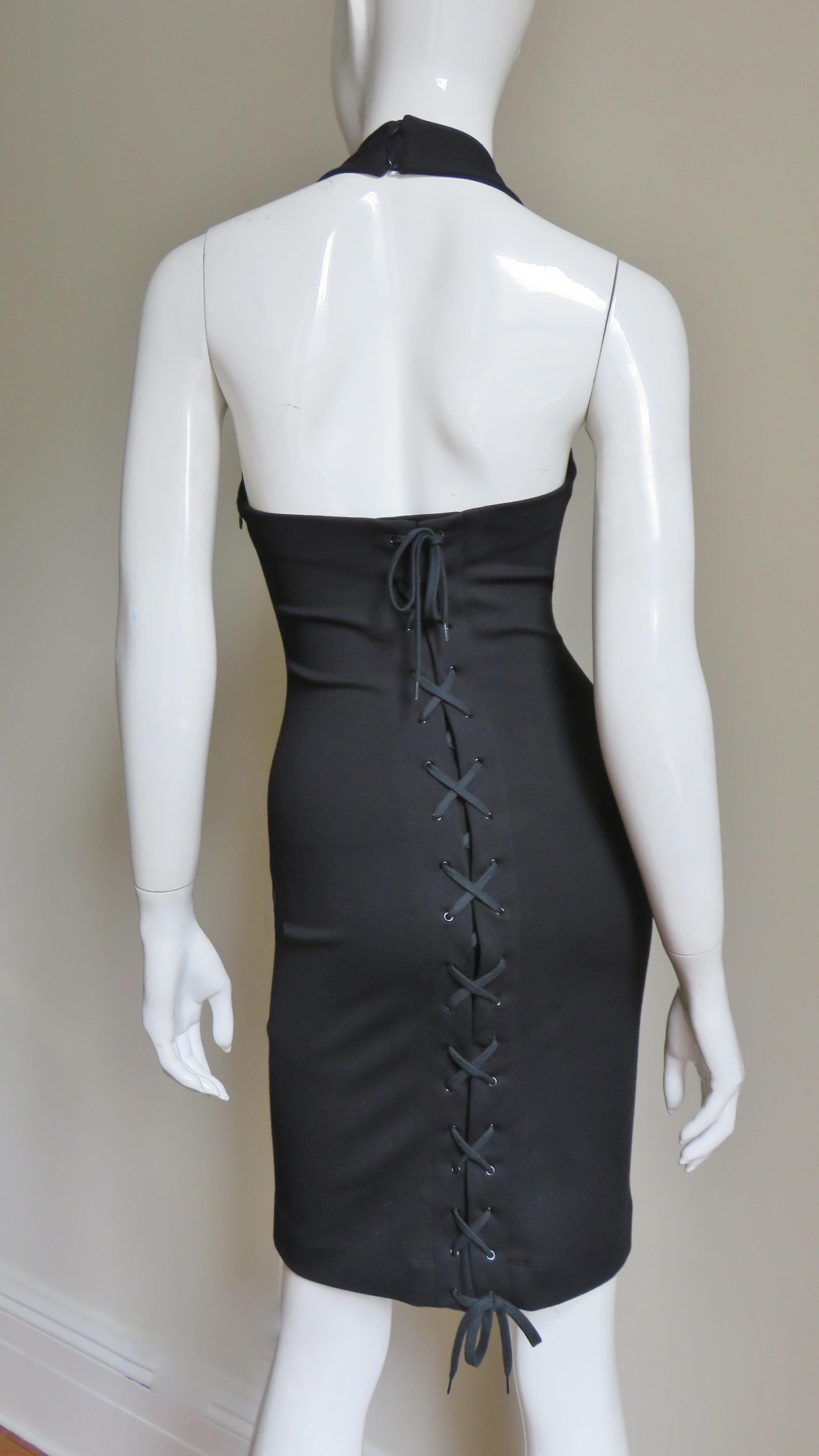 1990s Jean Paul Gaultier Laceup Back Halter Dress 5