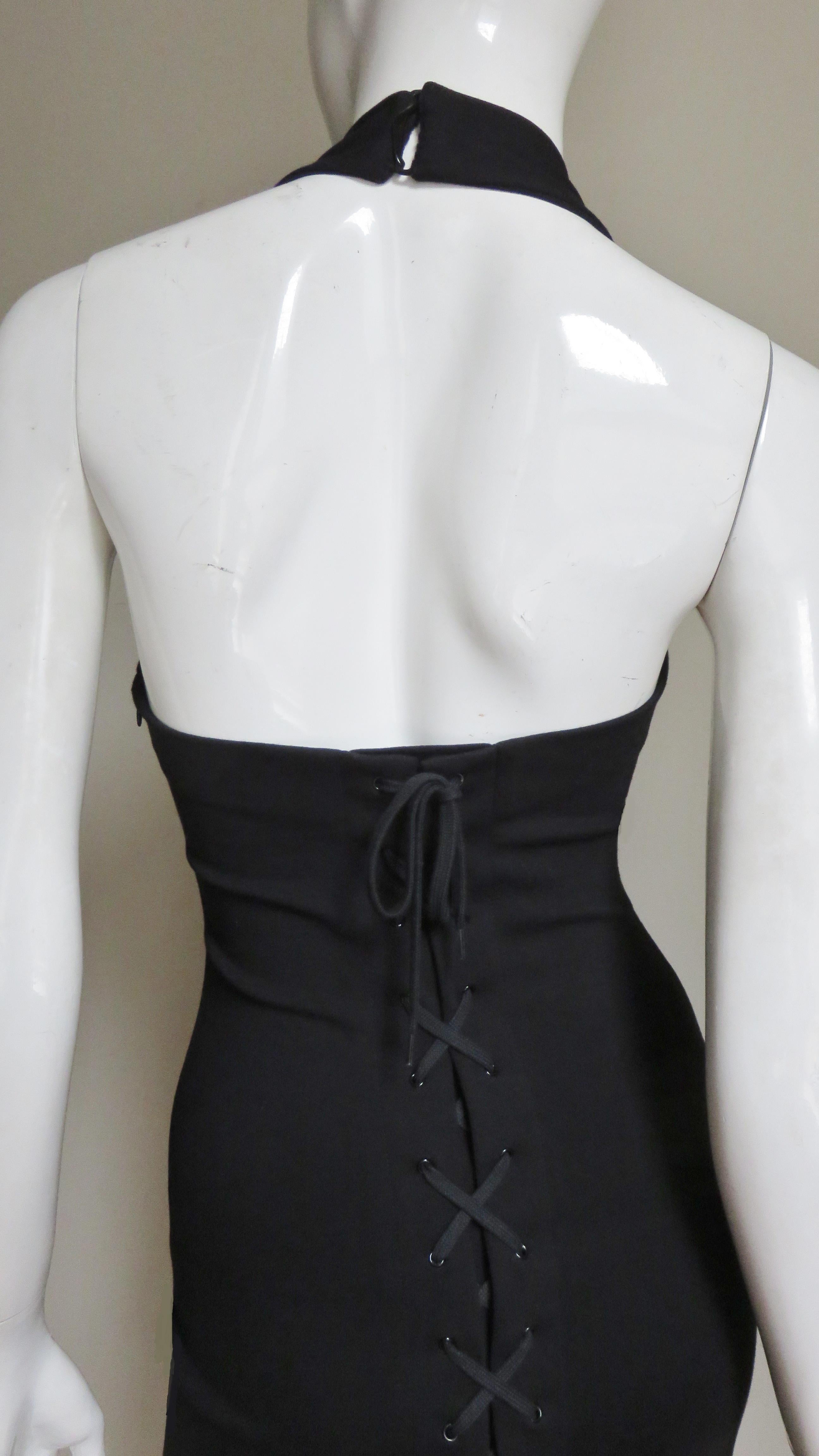 1990s Jean Paul Gaultier Laceup Back Halter Dress 6