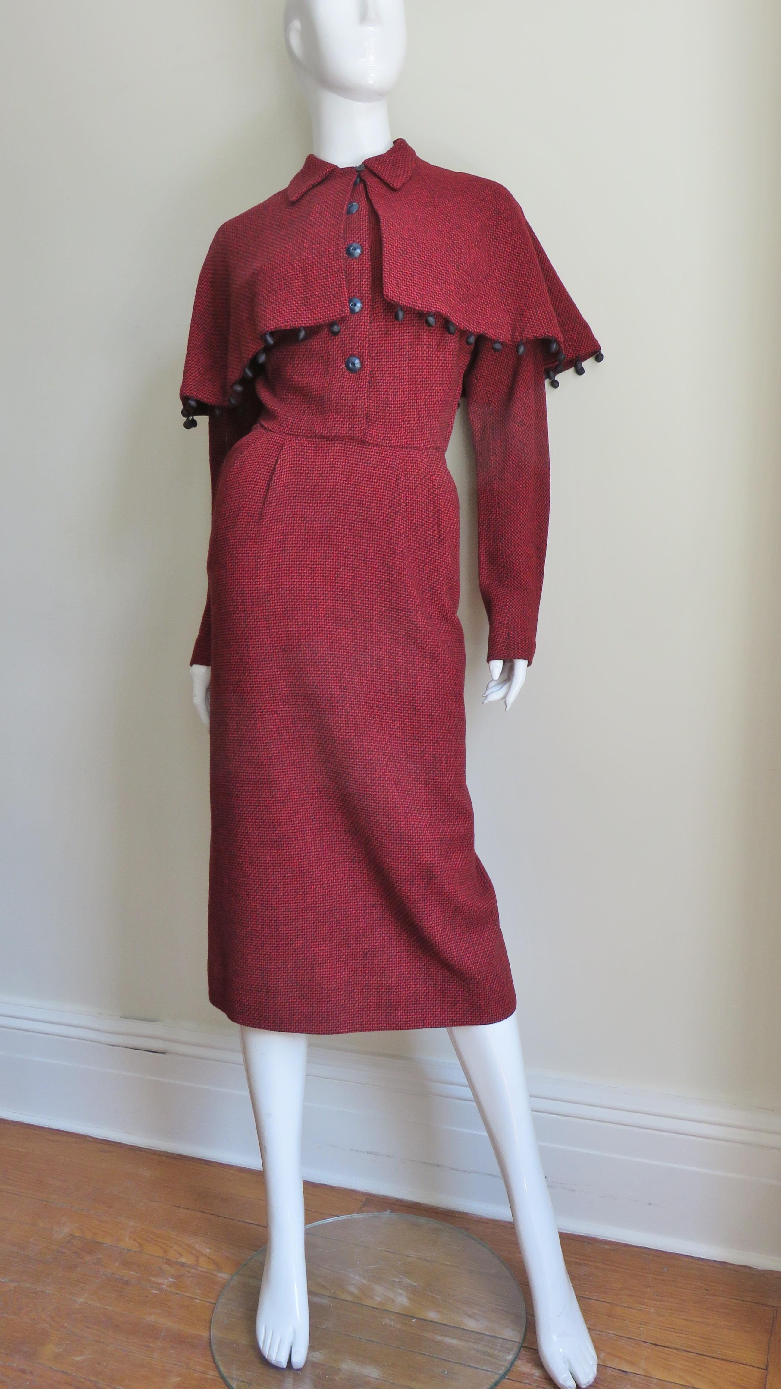 1950s Dress with Detachable Cape 6