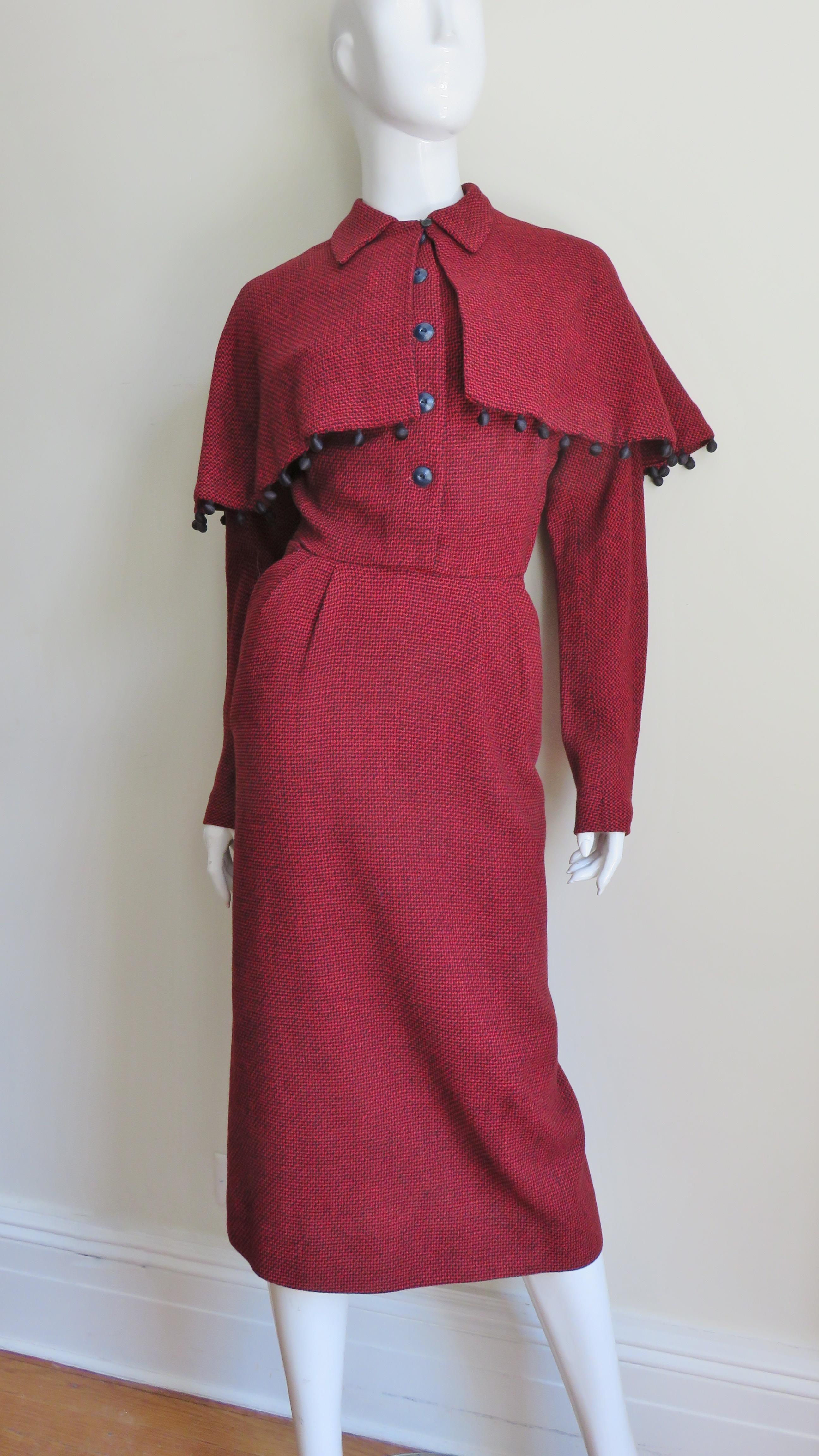 1950s Dress with Detachable Cape 5