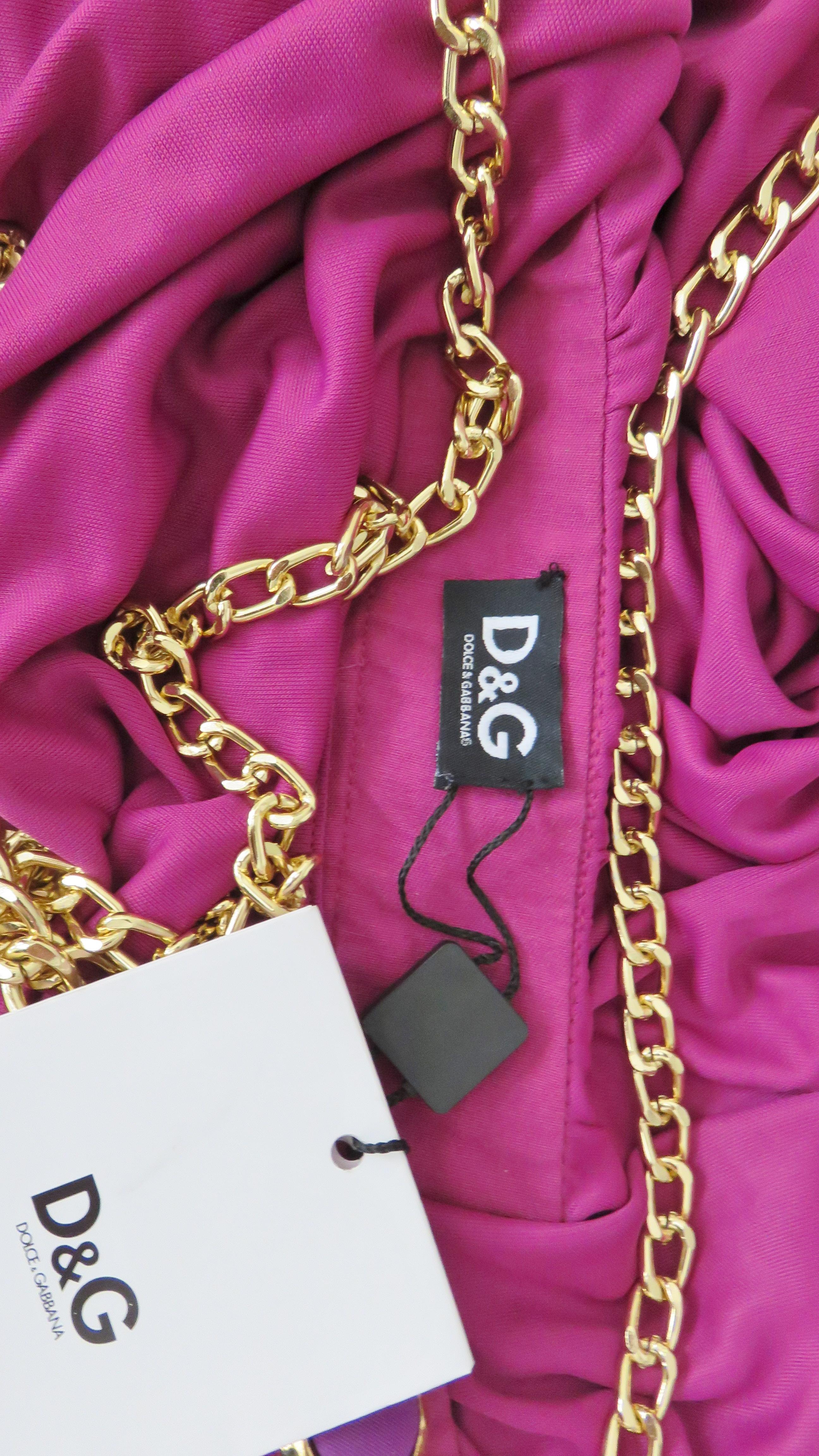 Dolce & Gabbana New One Sleeve Dress with Chains For Sale 5