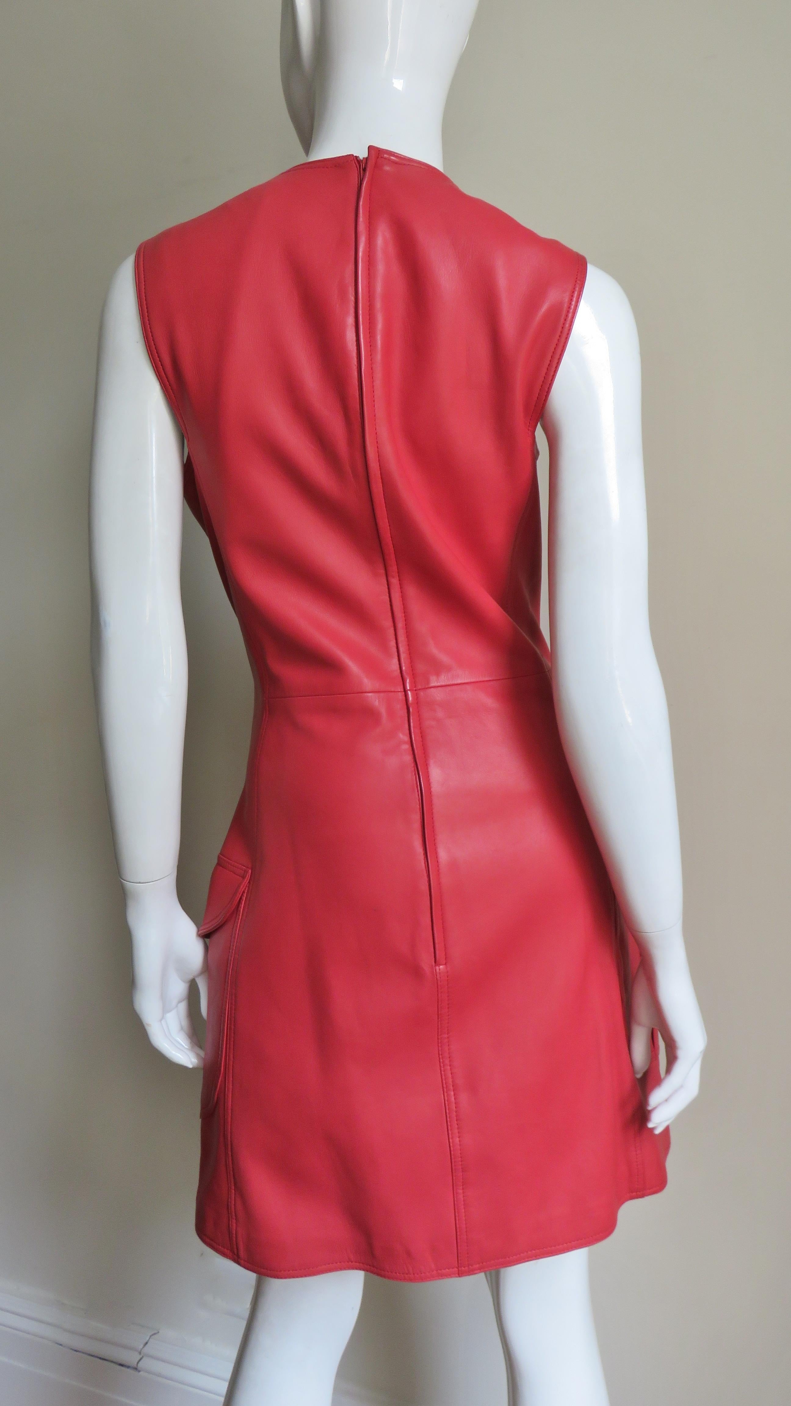 Gianni Versace New F/W 1996 Red Leather Dress For Sale 2