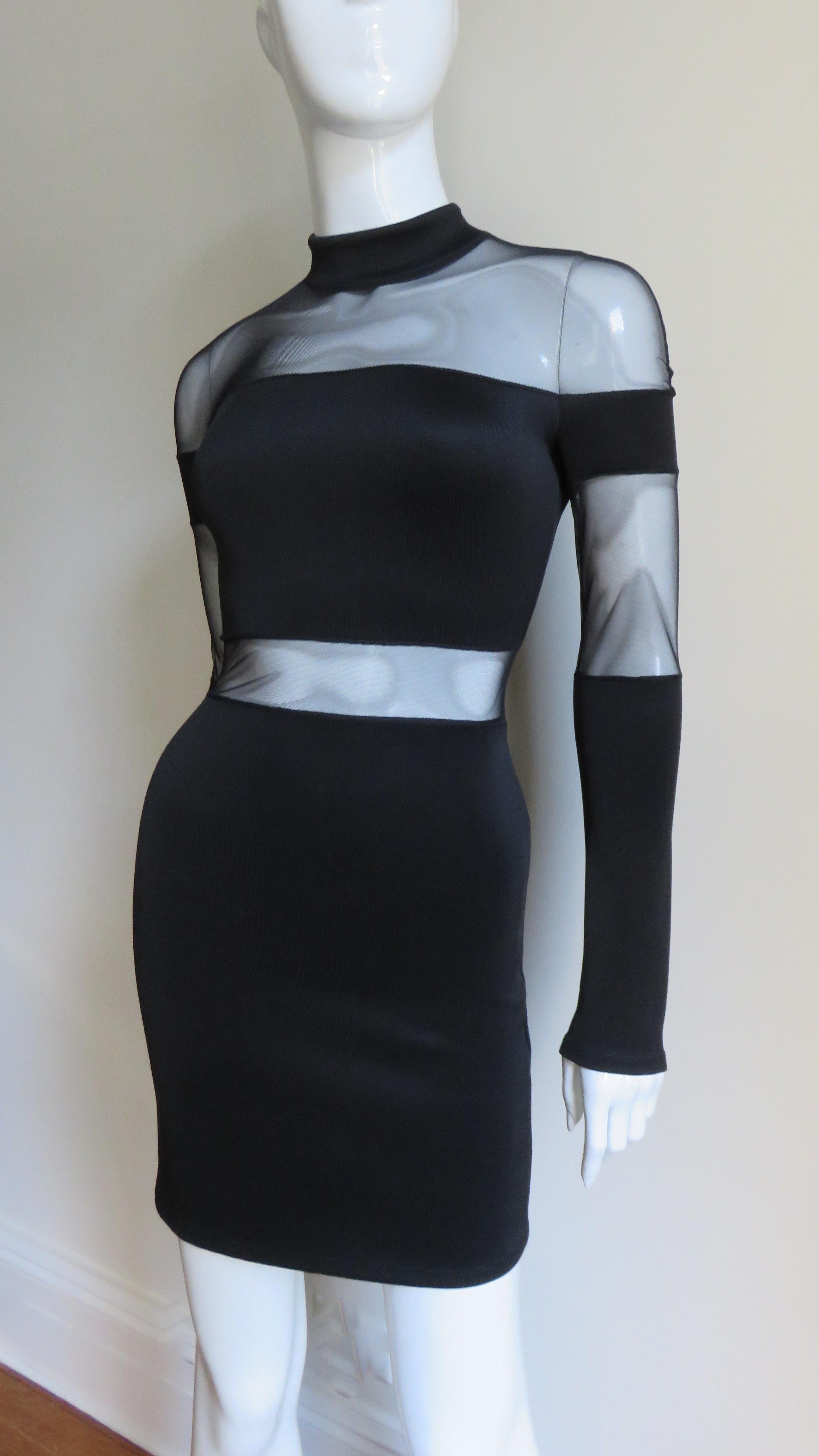 Women's Pierre Balmain Bodycon Dress with Sheer Shoulders and Waist For Sale