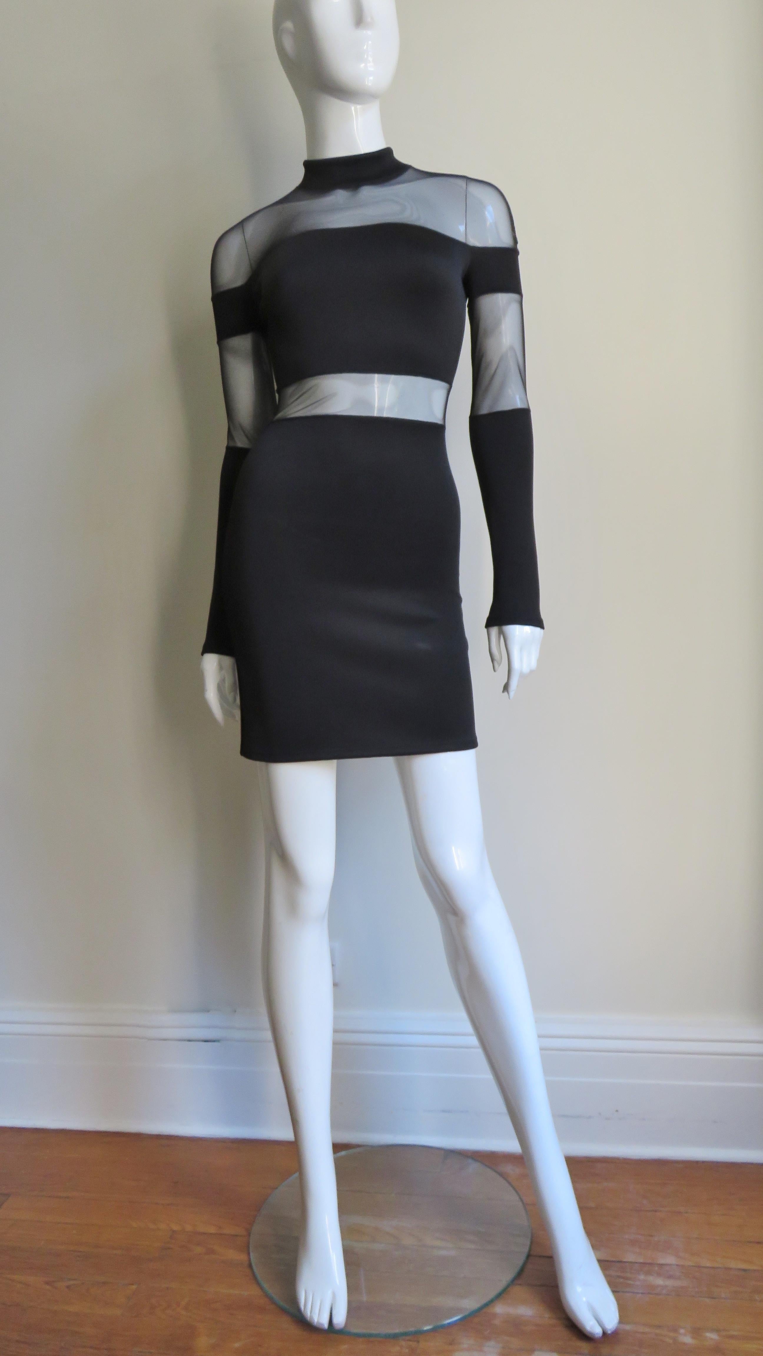 Pierre Balmain Bodycon Dress with Sheer Shoulders and Waist For Sale 2