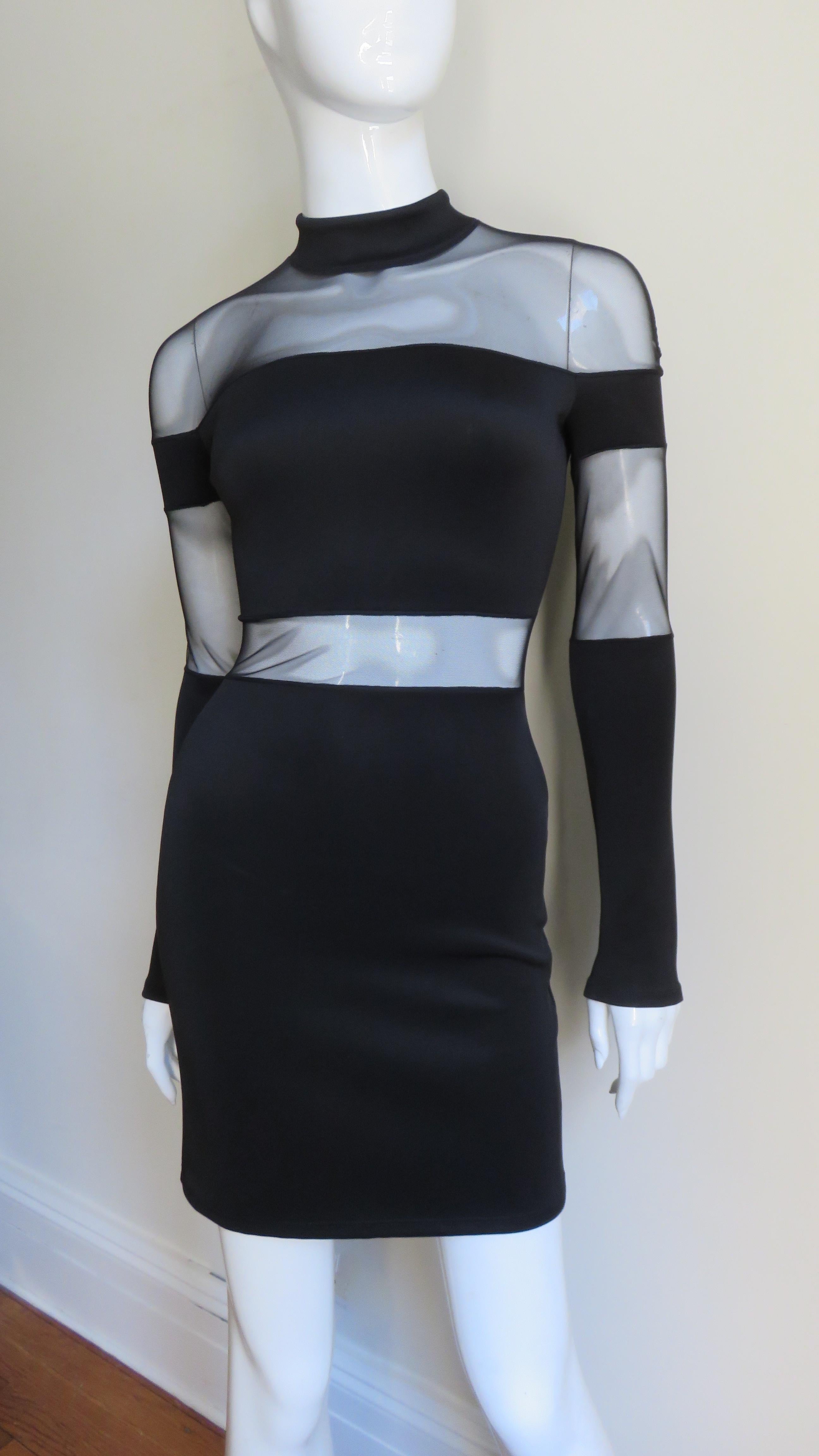 Pierre Balmain Bodycon Dress with Sheer Shoulders and Waist For Sale 1