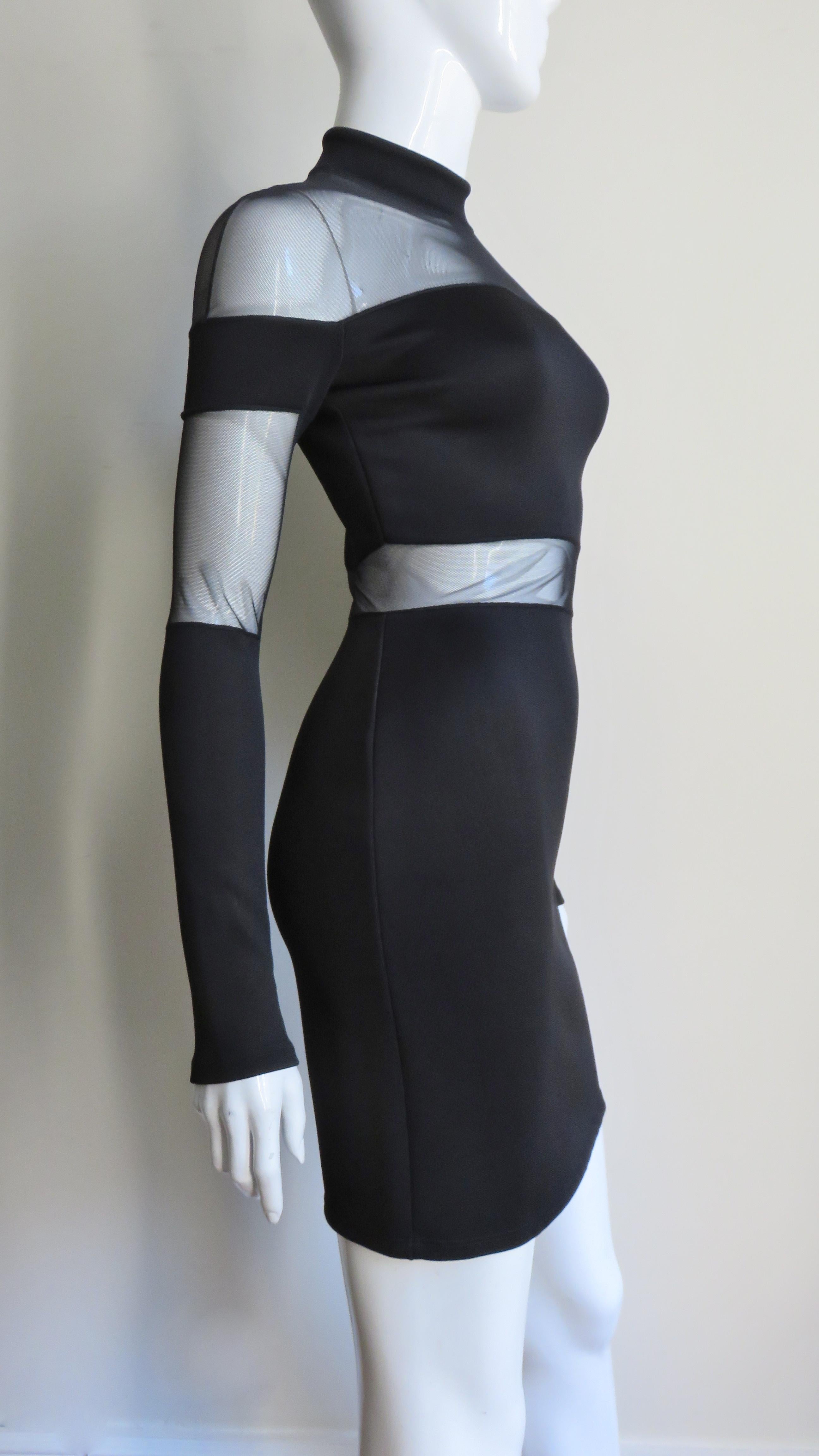 Pierre Balmain Bodycon Dress with Sheer Shoulders and Waist For Sale 3