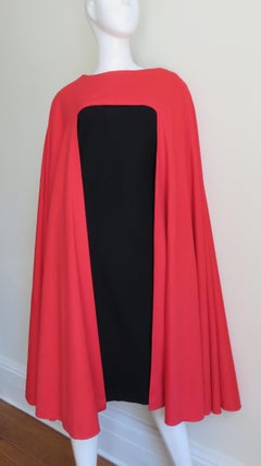 1950s Norman Norell Color Block Dress and Cape Set