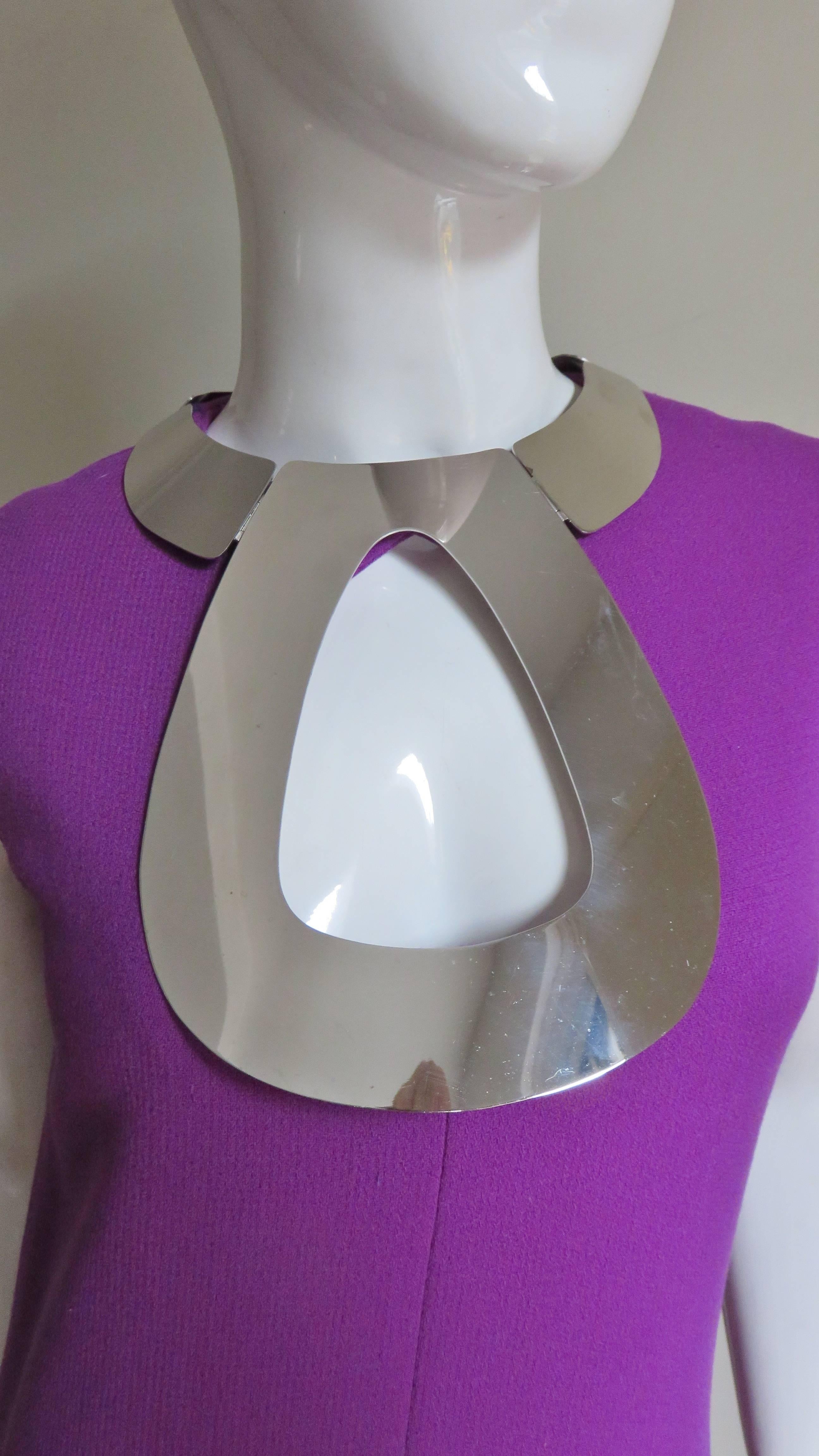 Women's  Pierre Cardin 1960s Iconic Metal Hardware Collar Dress For Sale