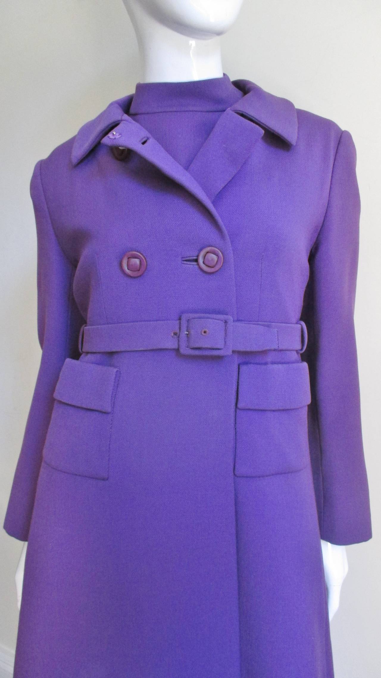 Purple Yves St Laurent for Christian Dior 1960s Dress and Coat