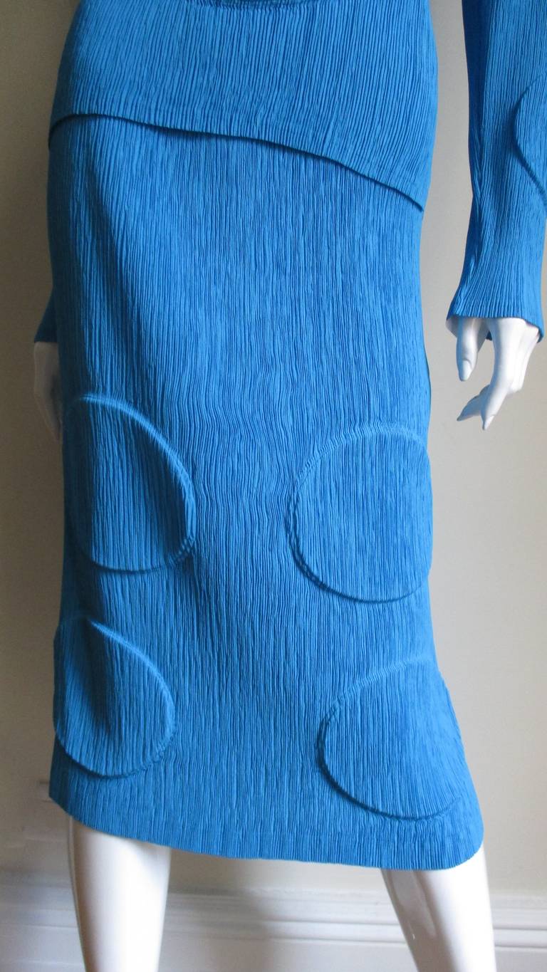 Blue Issey Miyake Circle Imprint Top and Skirt Set
