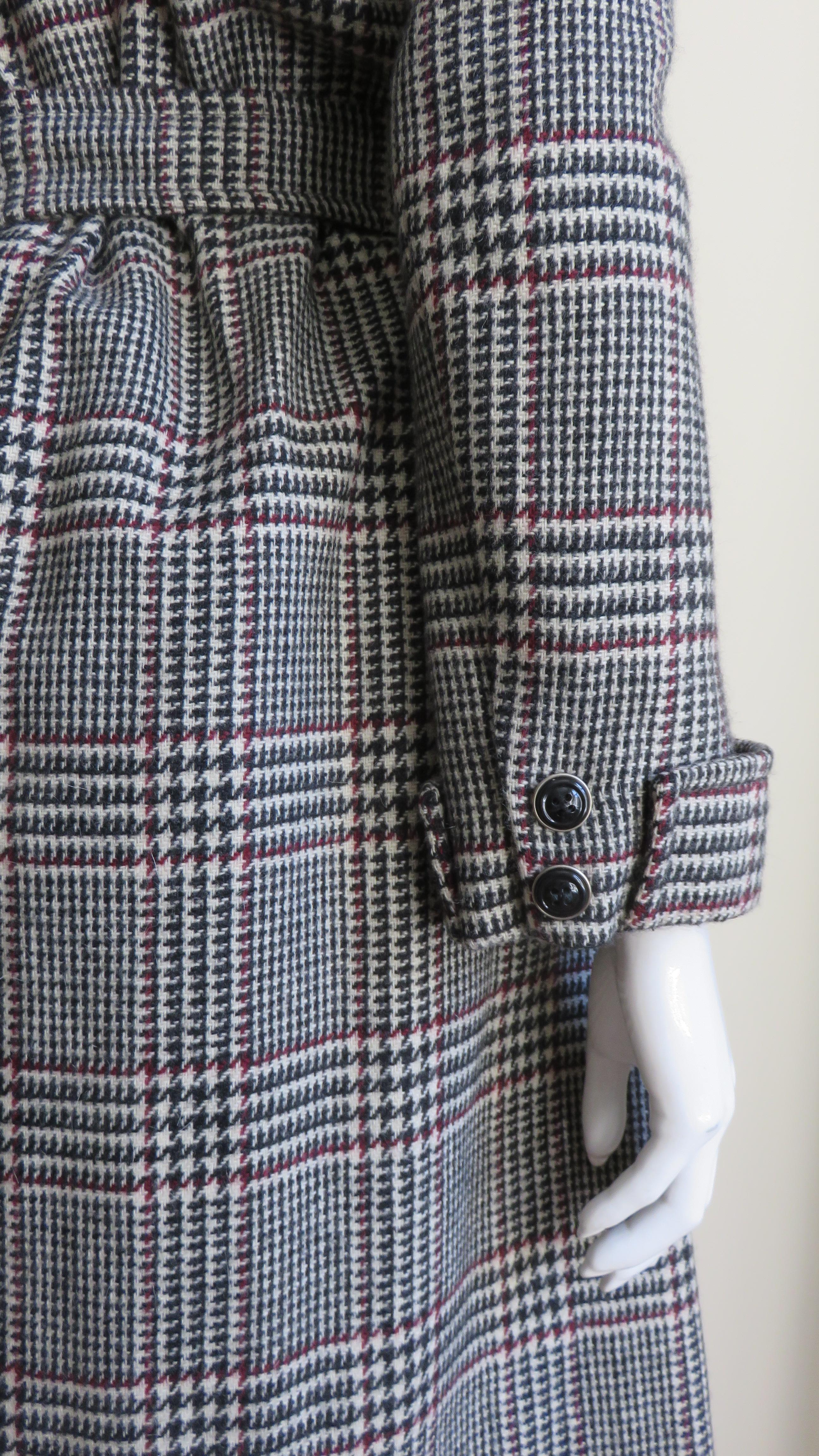 Adele Simpson Plaid Belted Midi Coat and Skirt Set 1960s For Sale 4