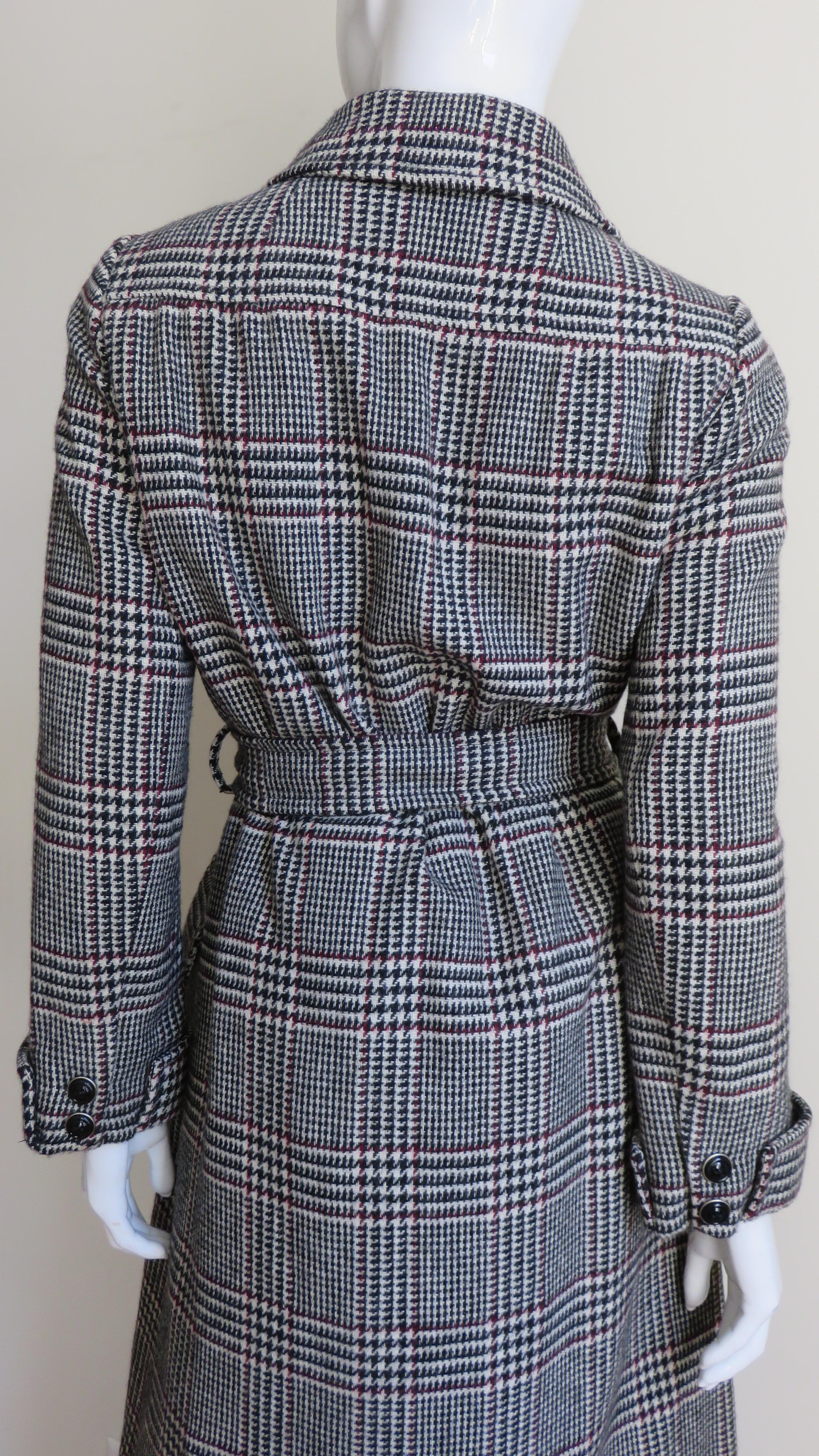 Adele Simpson Plaid Belted Midi Coat and Skirt Set 1960s For Sale 3
