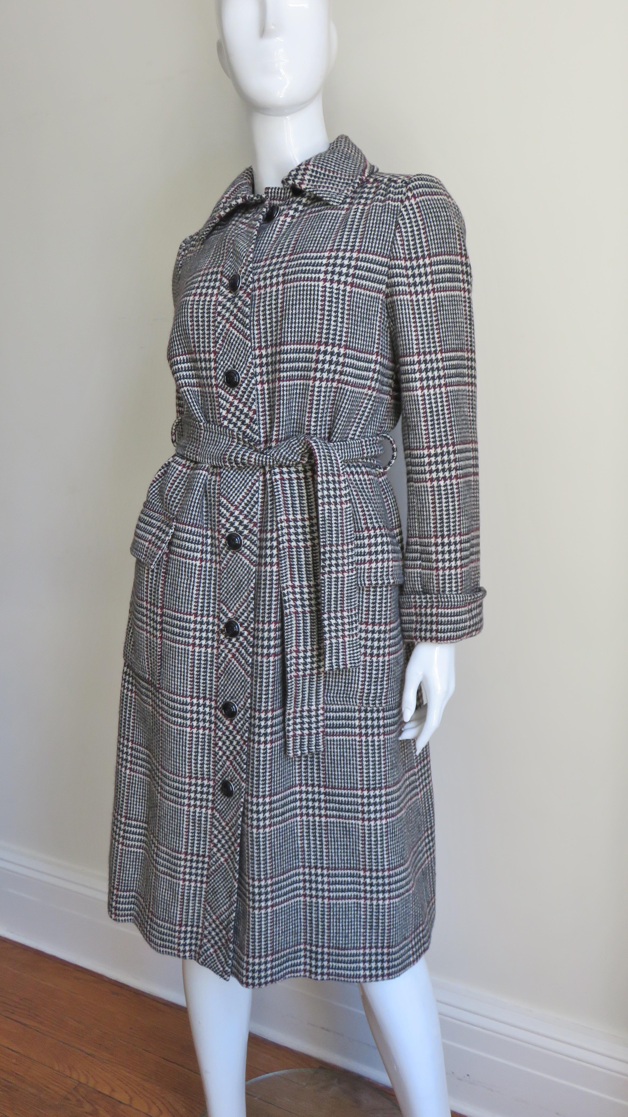 Adele Simpson Belted Coat and Skirt Set 1960s In Good Condition For Sale In Water Mill, NY