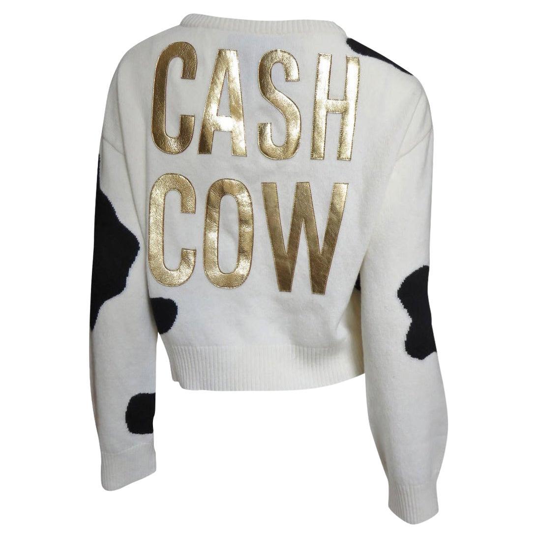 Moschino Couture Cash Cow Appliqued Cashmere Sweater For Sale