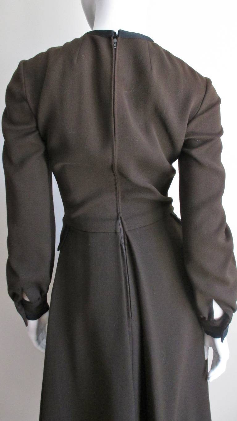 Geoffrey Beene 1960s Brown Dress with Black Trim  For Sale 6