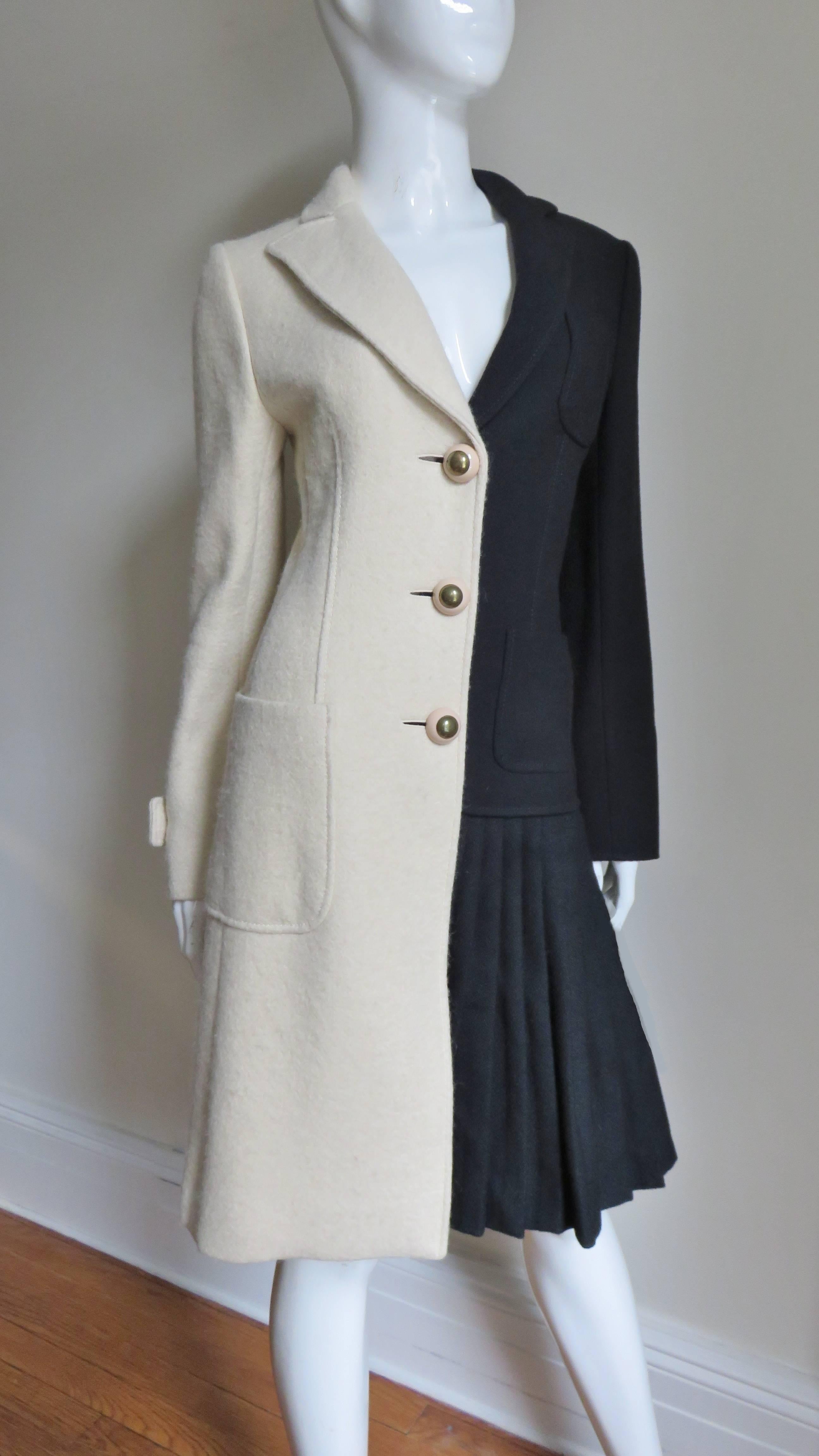 color block wool coat