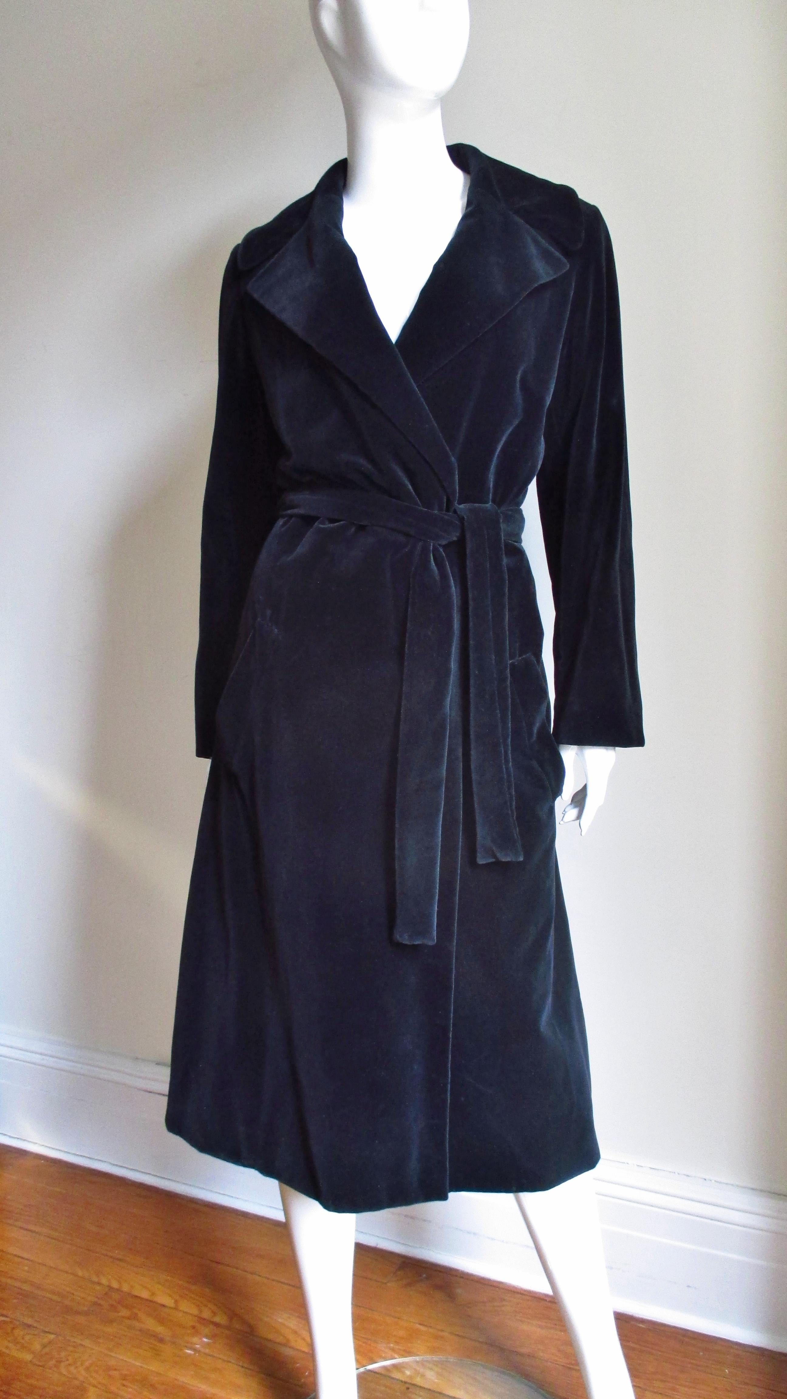 Halston Velvet Wrap Coat 1970s 2