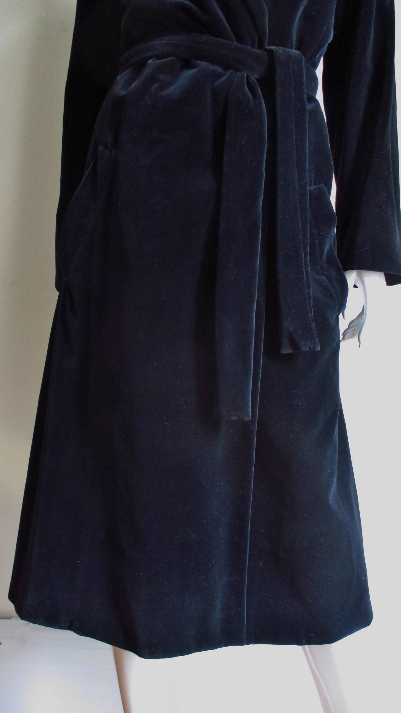 Halston Velvet Wrap Coat 1970s 1