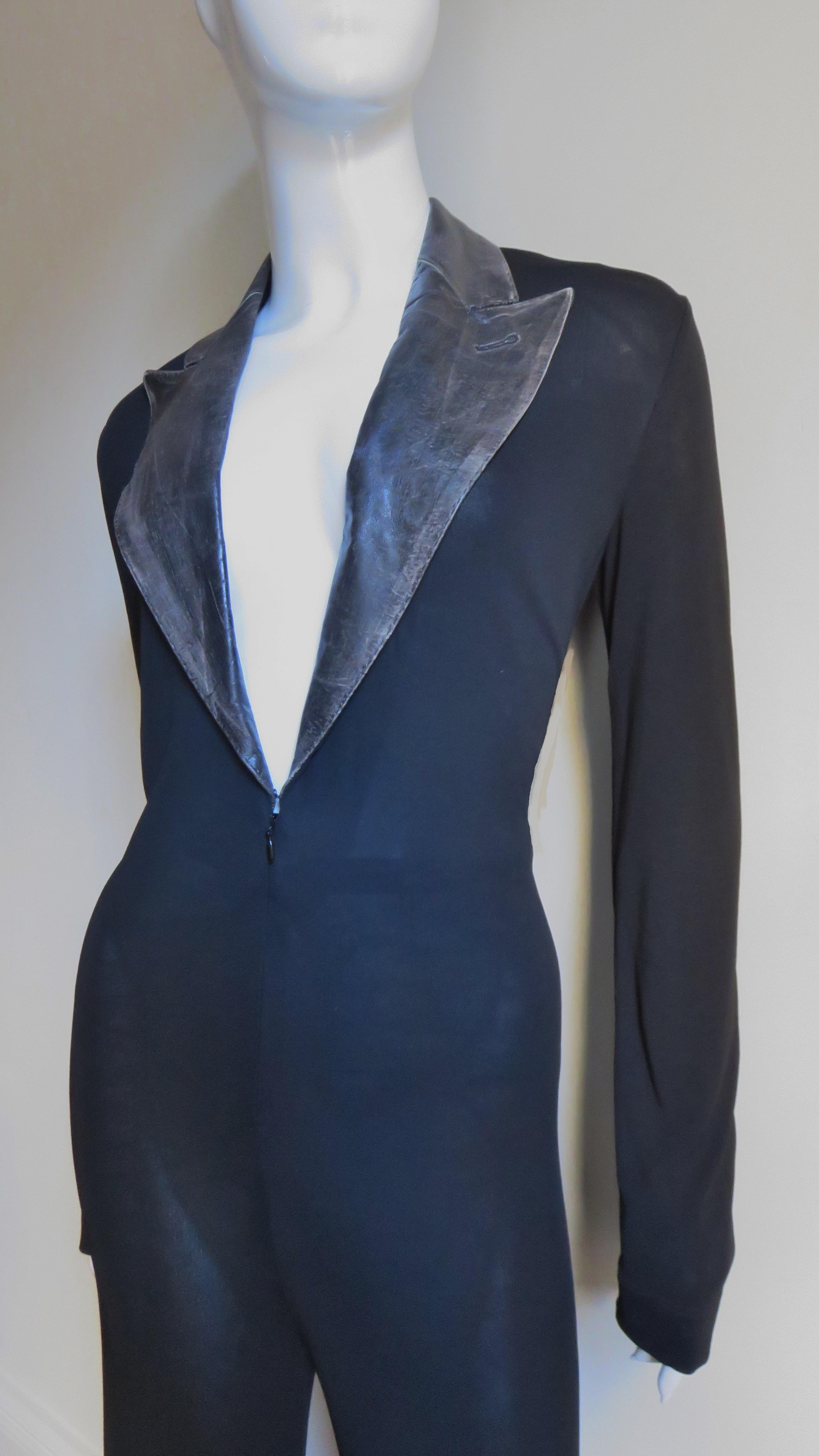 Black Jean Paul Gaultier Leather Collar Jumpsuit 