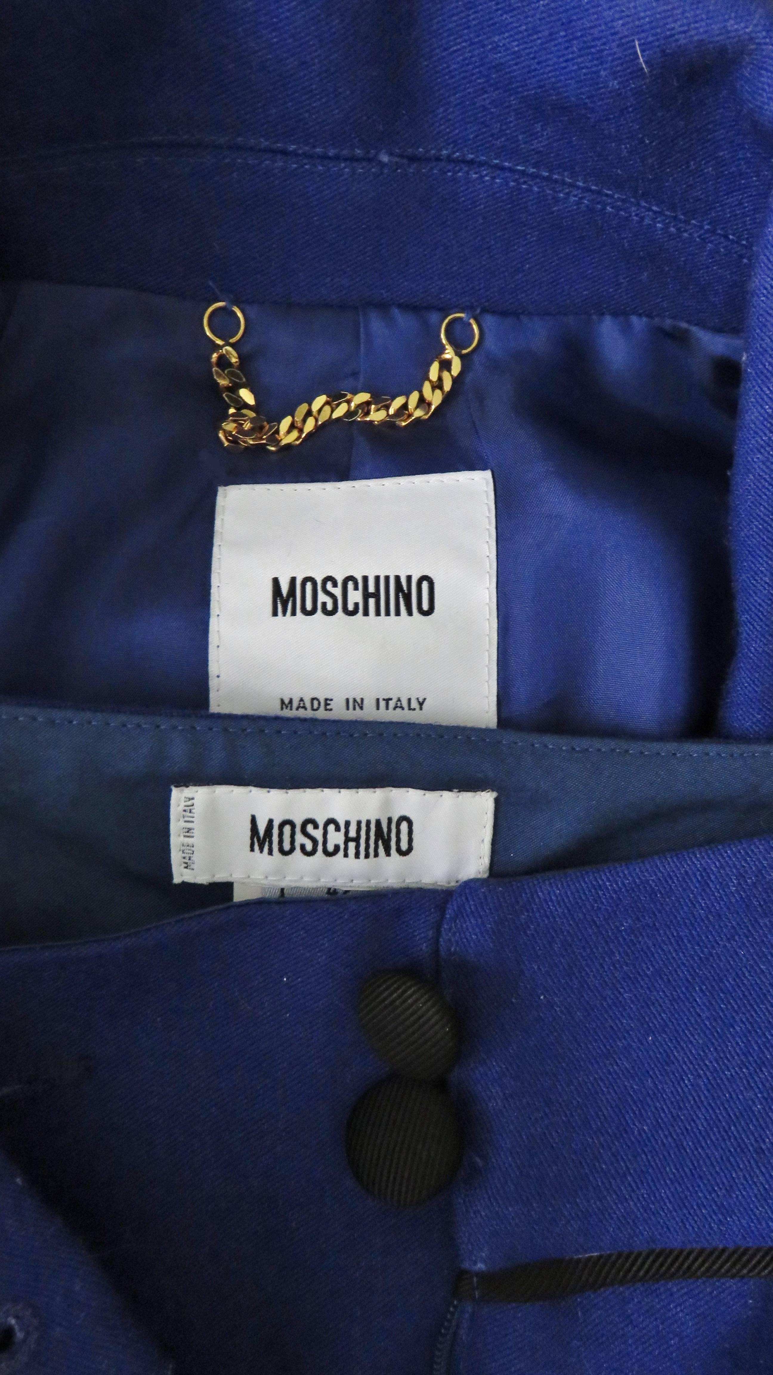Moschino Color Block Pantsuit with Applique Eyes Collar For Sale 4