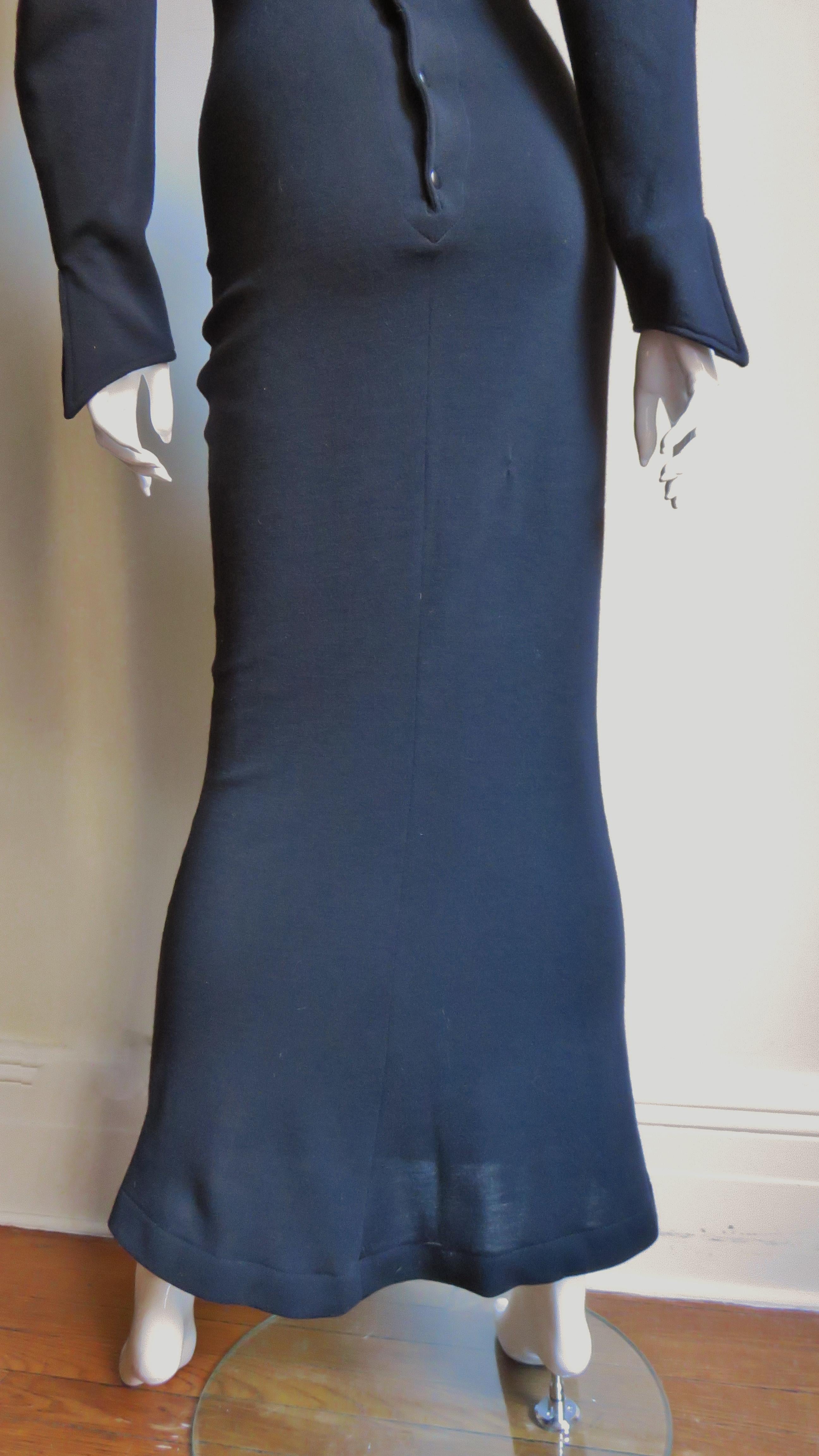  Claude Montana Asymmetric Sleeve Maxi Dress 3